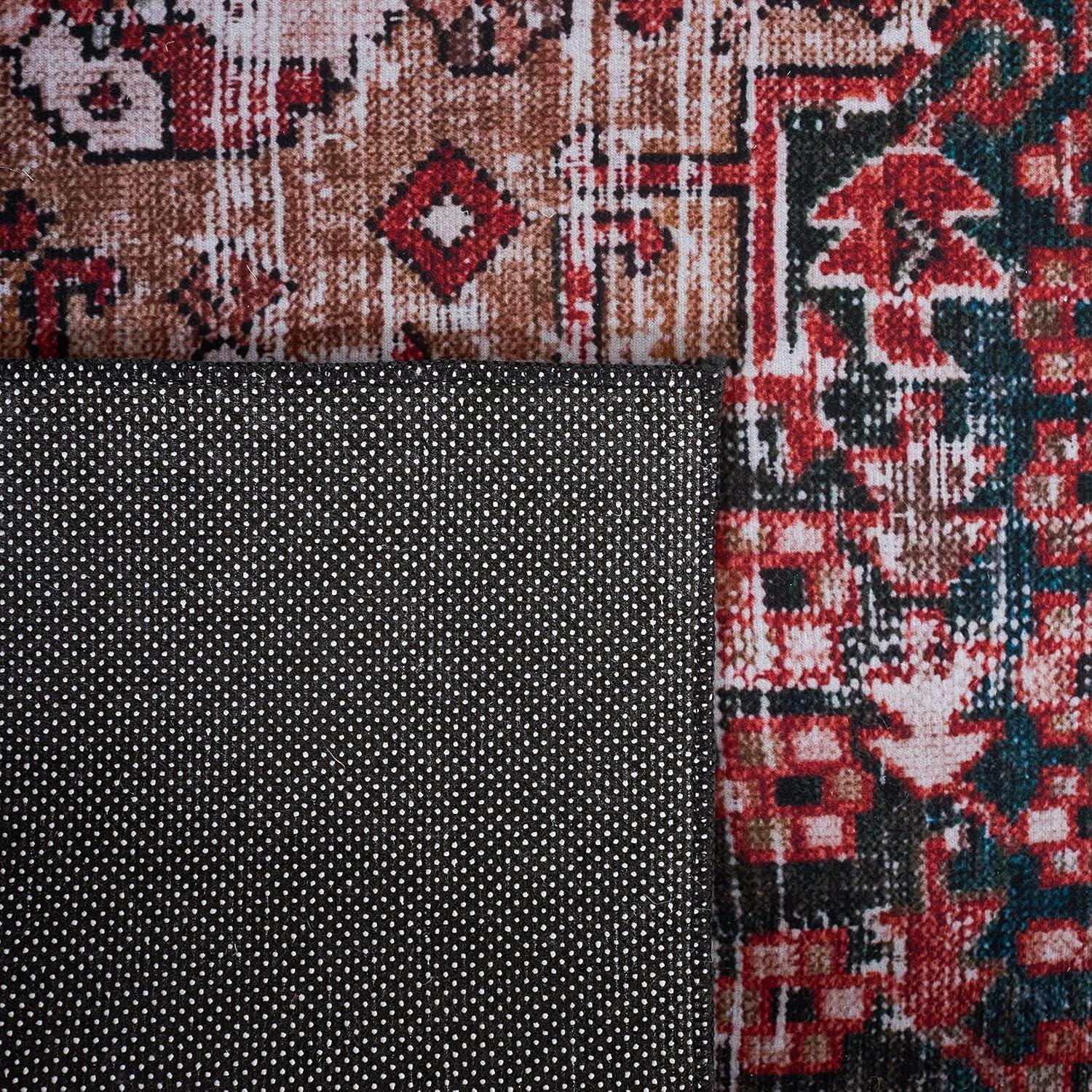 Tucson Vintage Persian TSN114 Power Loomed Machine Washable Skid-Resistant Indoor Accent Rug - Rust/Green - 3'x5' - Safavieh