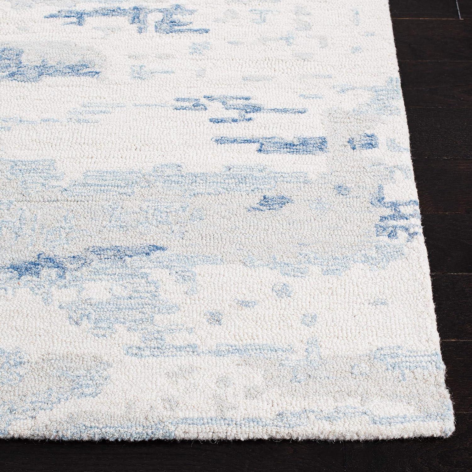 Abstract ABT465 Handmade Indoor Area Rug - Ivory/Blue - 6'x6' - Safavieh