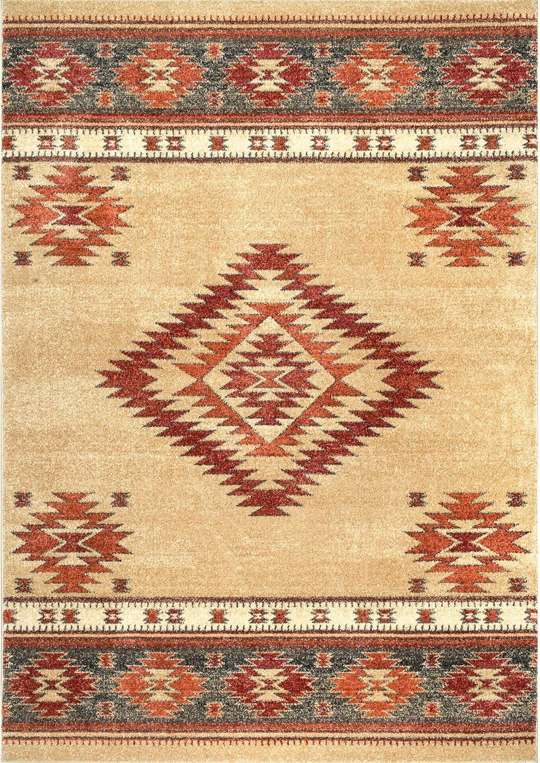 Reversible Margene Tribal Diamond 5' x 7' Beige Area Rug