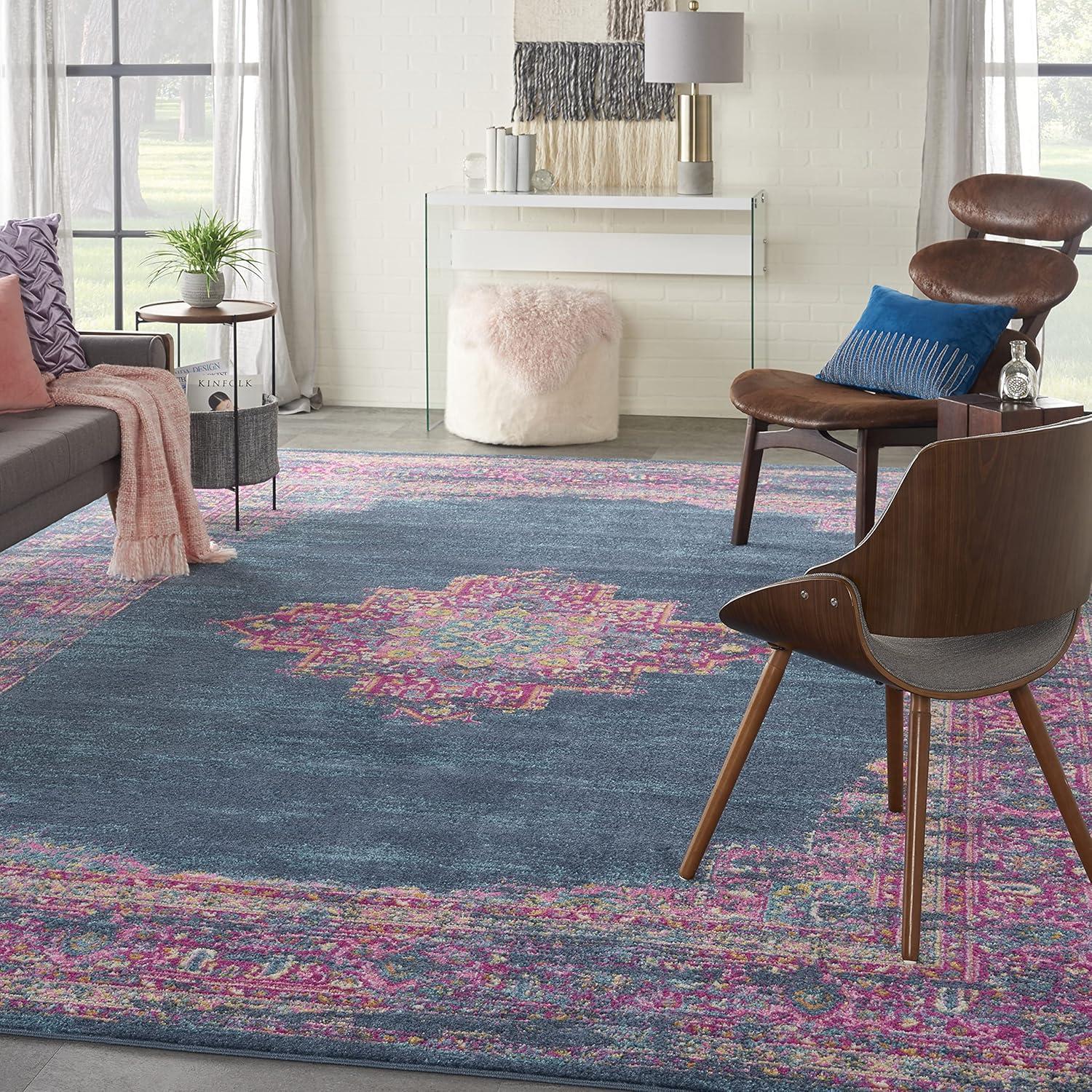 Nourison Passion Medallion Bohemian Indoor Rug Blue 12' x 15'