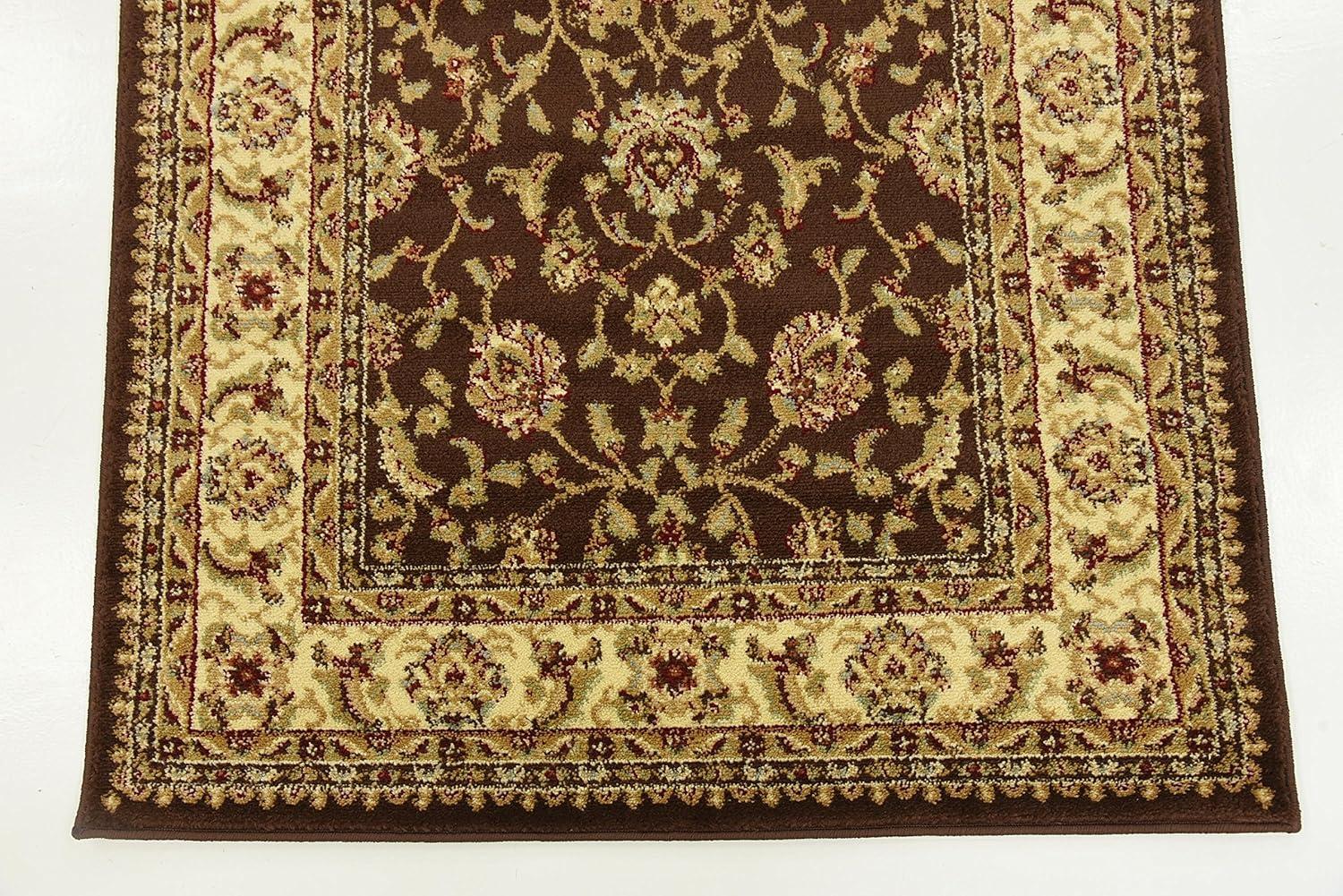 Elegant Floral Essence 6' x 9' Brown Synthetic Area Rug