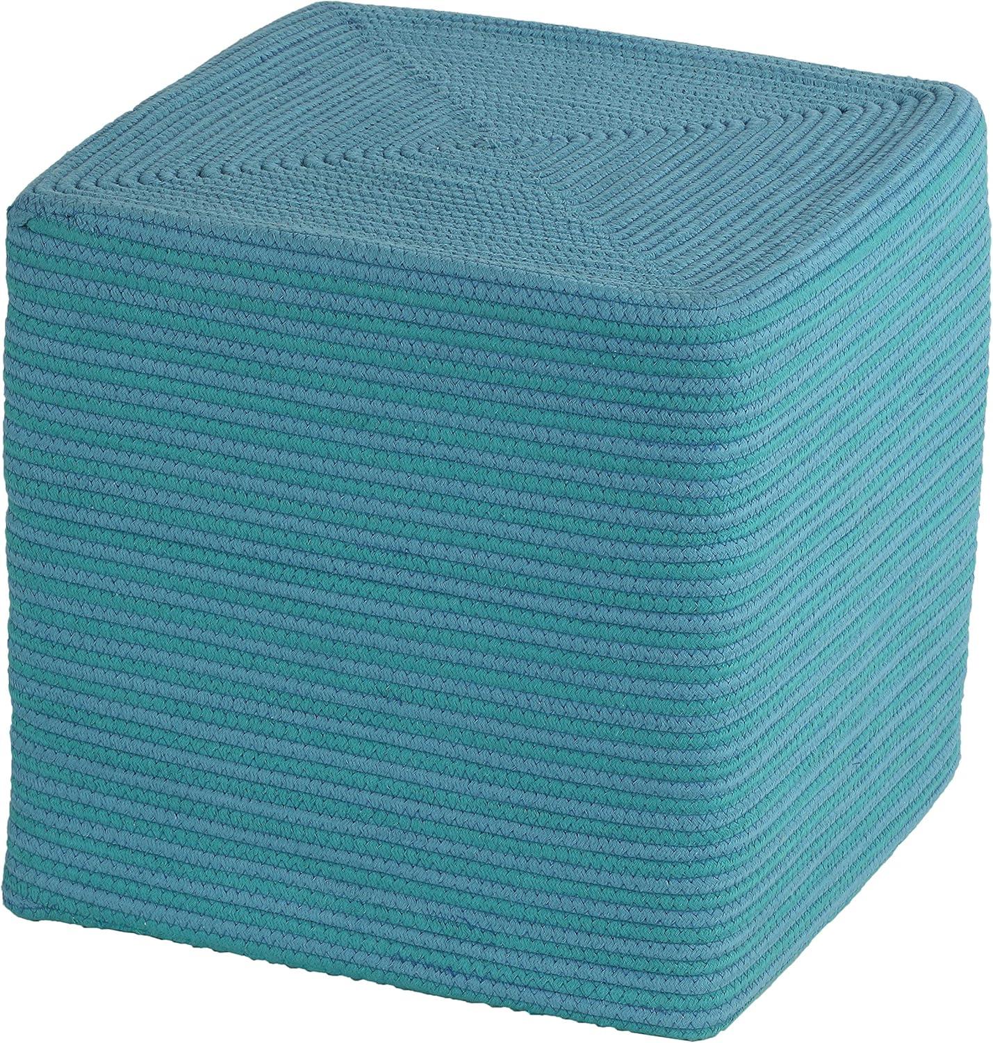 Cortesi Home Macon Square Rope Pouf Ottoman, Aqua