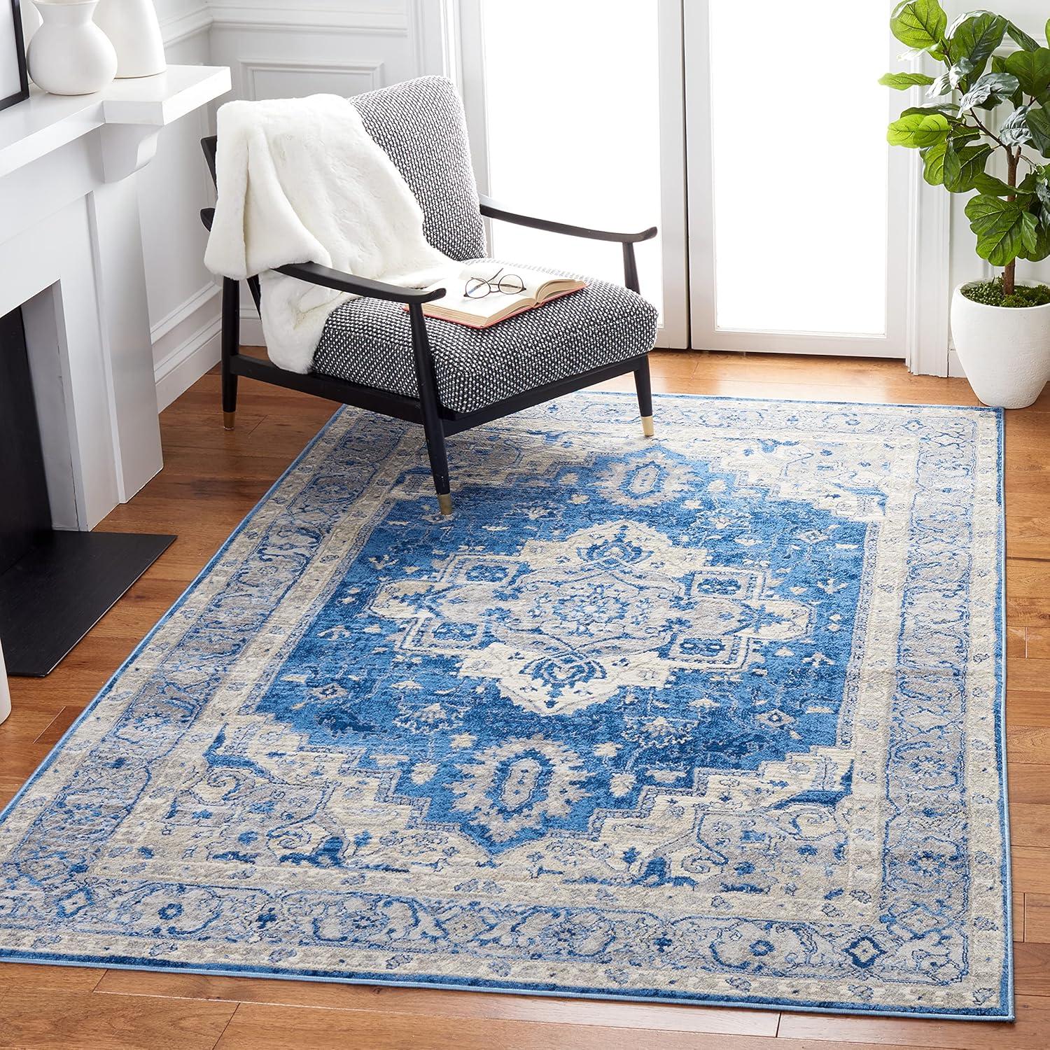 Brentwood BNT851 Power Loomed Indoor Accent Rug - Blue/Grey - 3'x5' - Safavieh