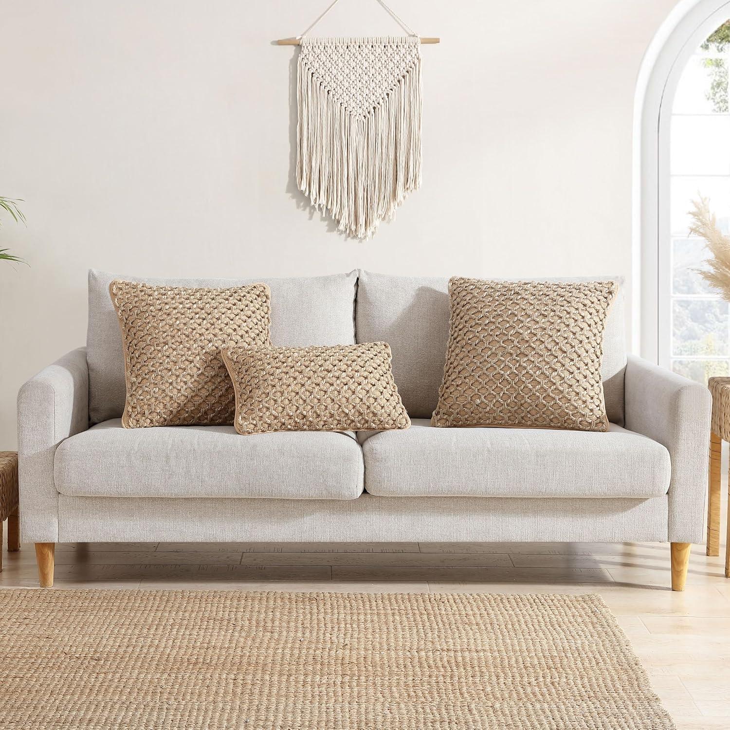 Boho Living Boho Living Jada Decorative Pillow Collection Jute/Cotton Indoor Square Throw Pillow with & Insert (Set of 2)