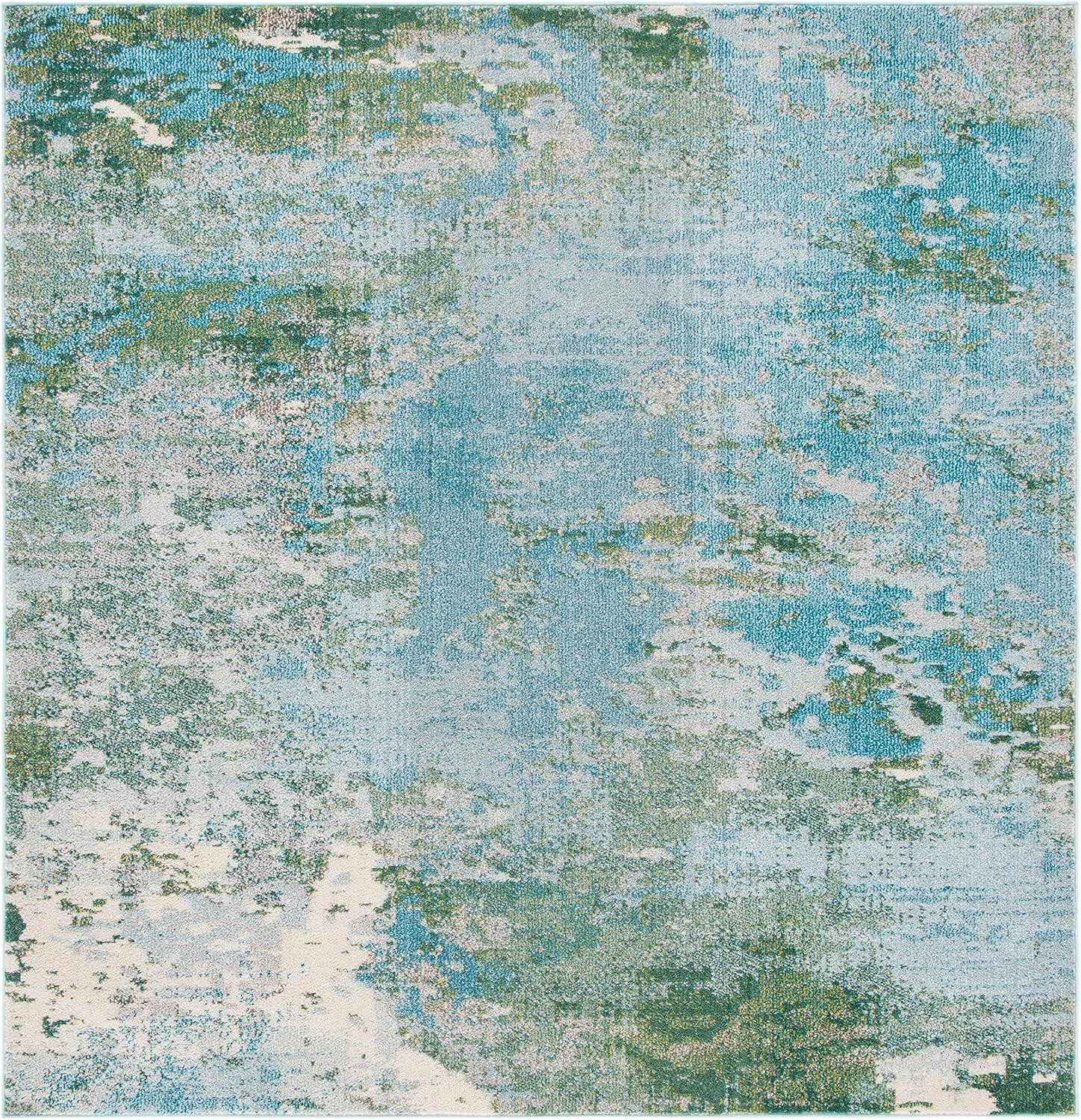Madison MAD440 Power Loomed Area Rug - Light Blue/Green - 8'x8' - Safavieh.