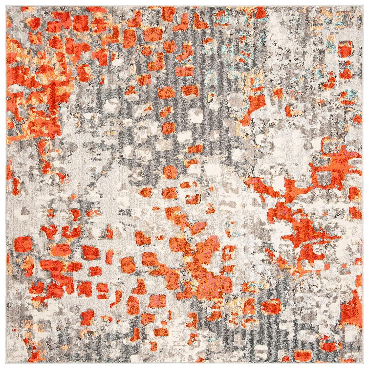 Madison MAD425 Power Loomed Indoor Area Rug - Grey/Orange - 9'x9' - Safavieh