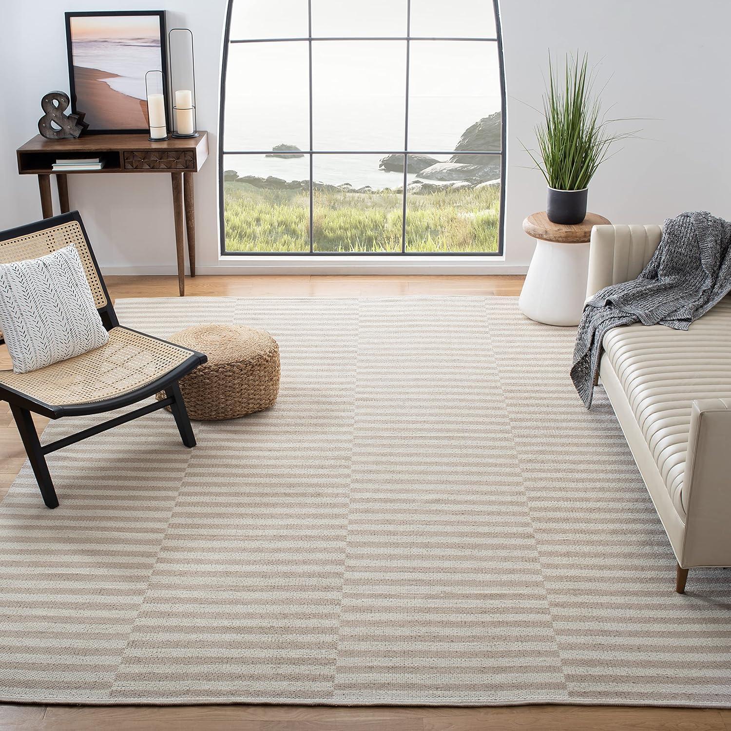 Safavieh Montauk Burleigh 9 x 12 (ft) Cotton Ivory/Beige Rectangular Indoor Abstract Coastal Area rug