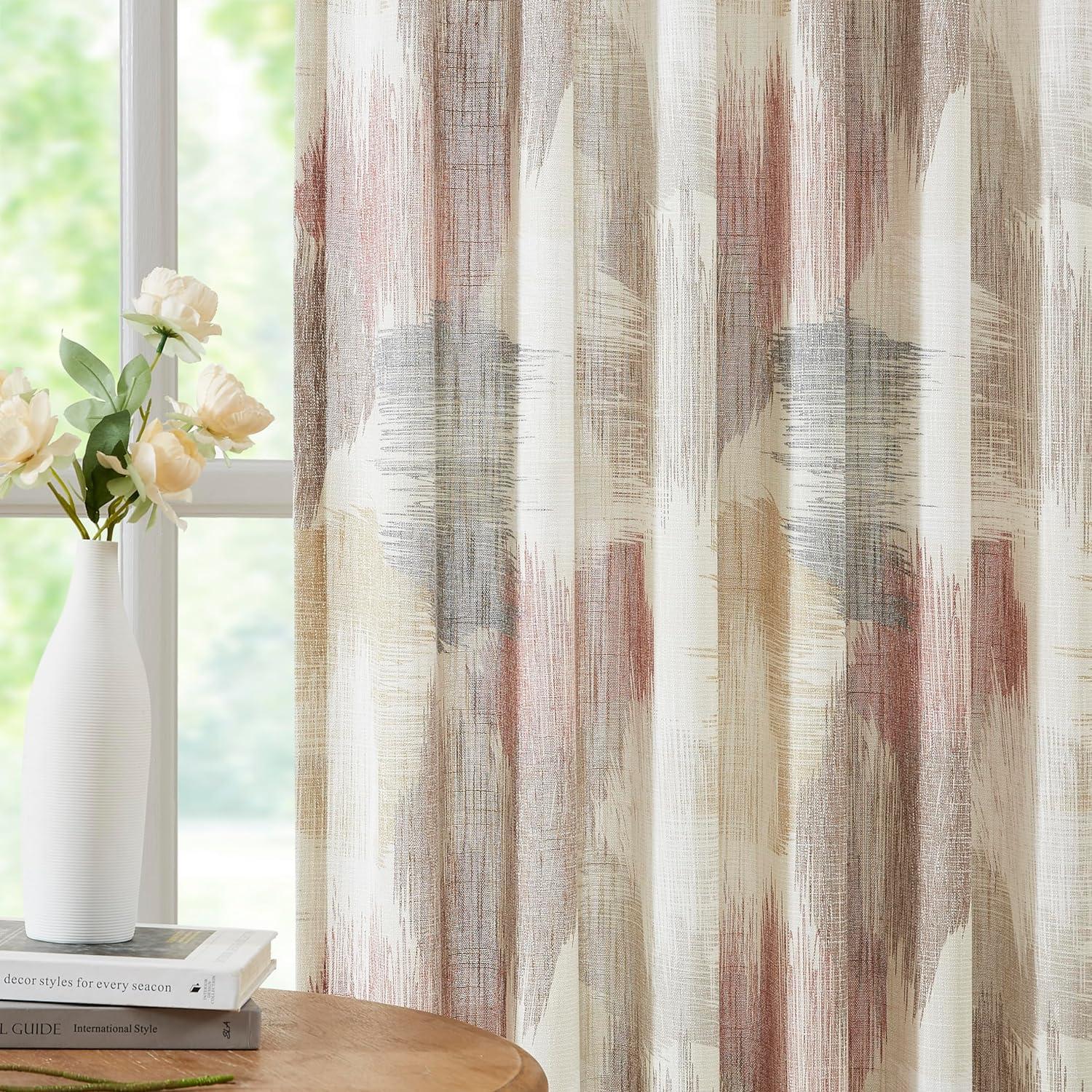 Orren Ellis Floral Semi-Sheer Curtains Bohemian Light Filtering Window Treatments Set,2 Panels)