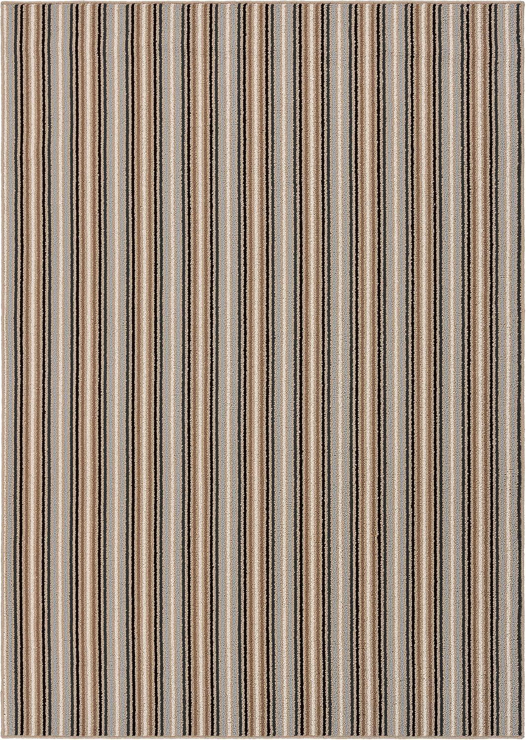 Garland Rug Nantucket Stripe 5 ft. x 7 ft. Area Rug in Earth Tone