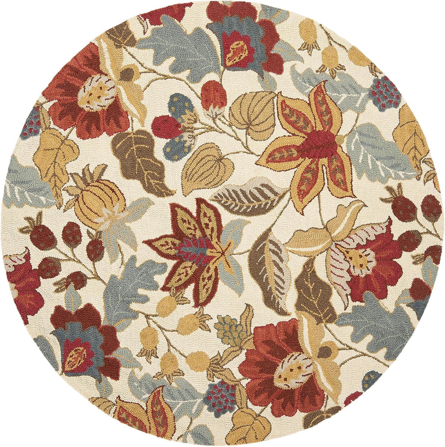 Blossom BLM863 Hand Hooked Area Rug - Ivory/Multi - 6' Round - Safavieh.