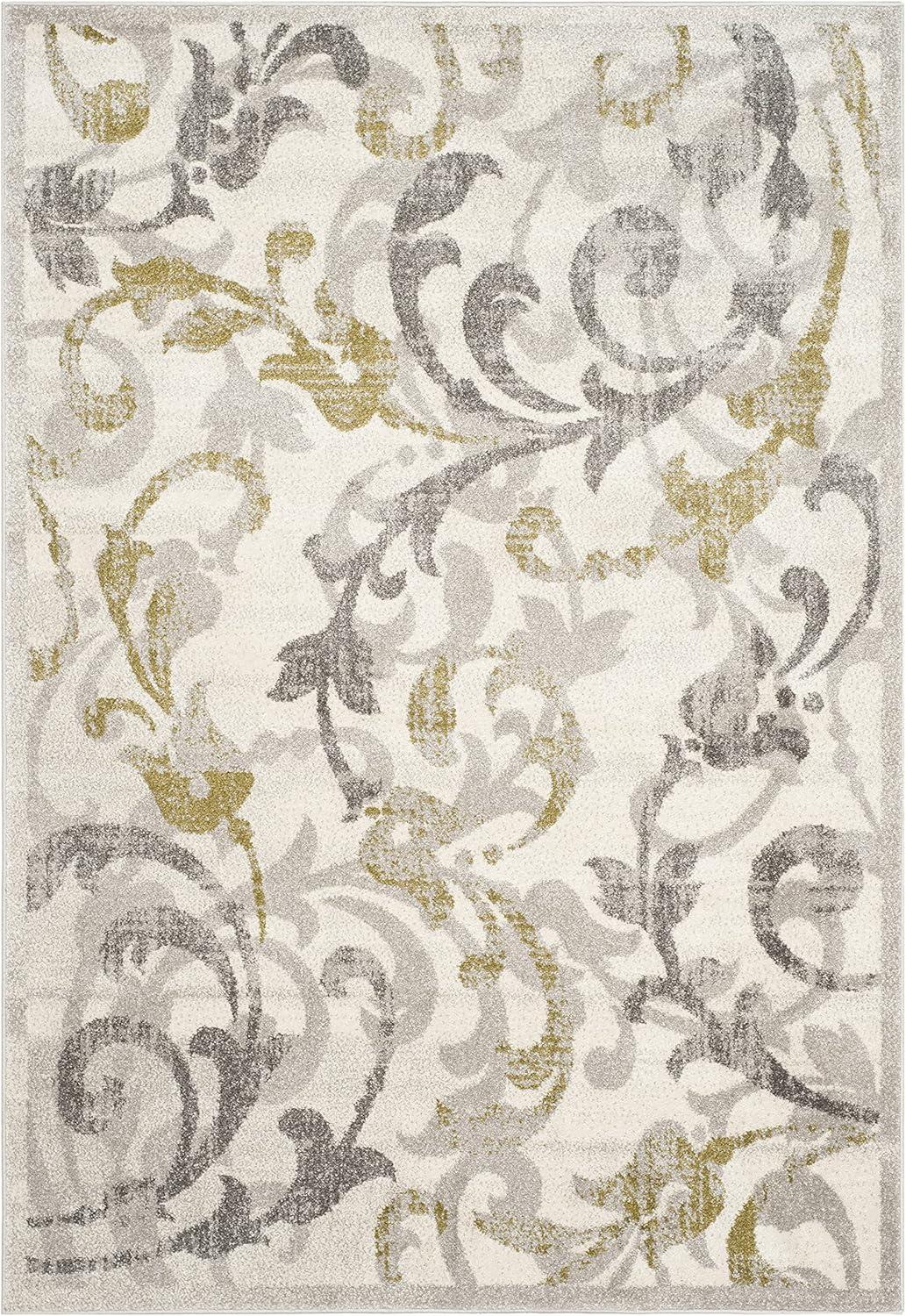 Hand-Knotted Floral Gray Synthetic 4' x 6' Easy-Care Rug