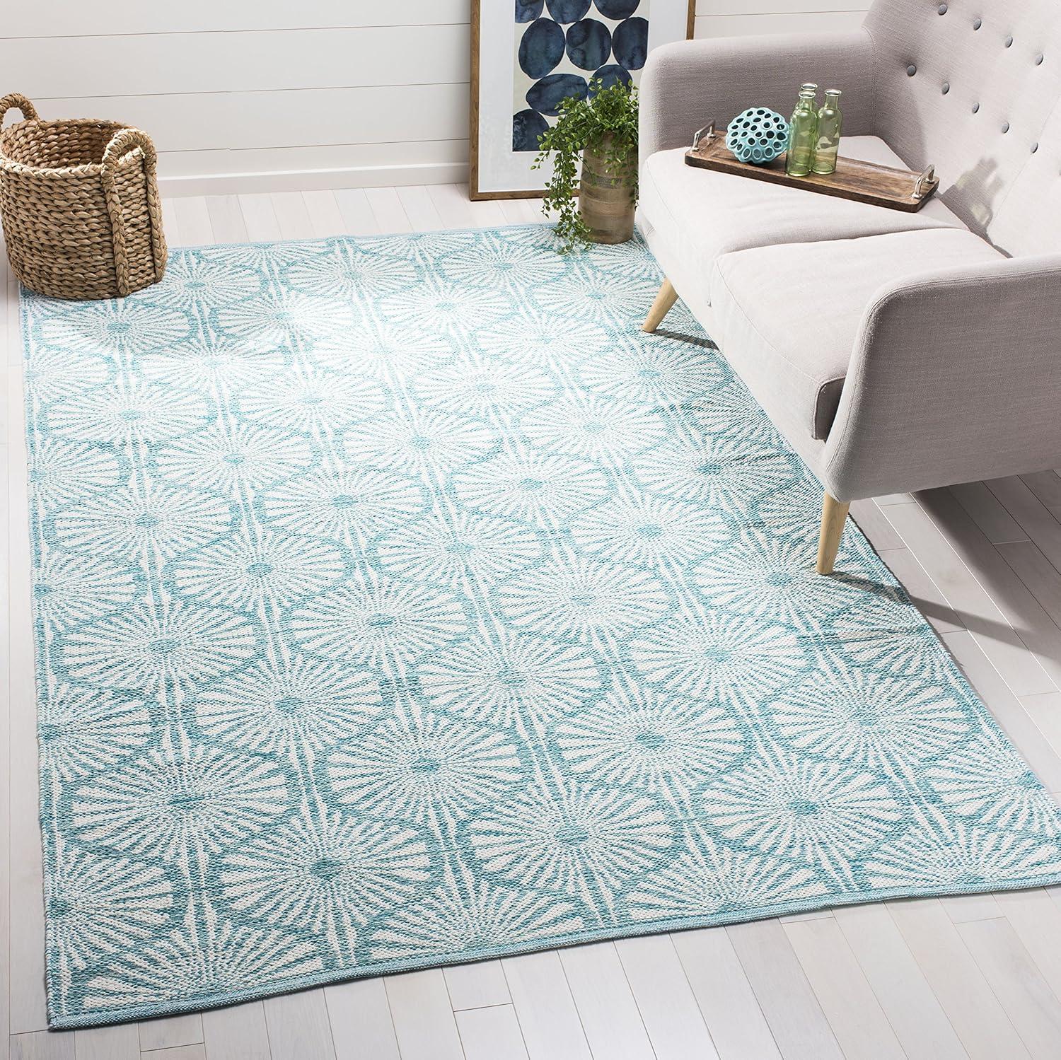 Montauk MTK606 Hand Woven Indoor Accent Rug - Aqua/Ivory - 3'x5' - Safavieh
