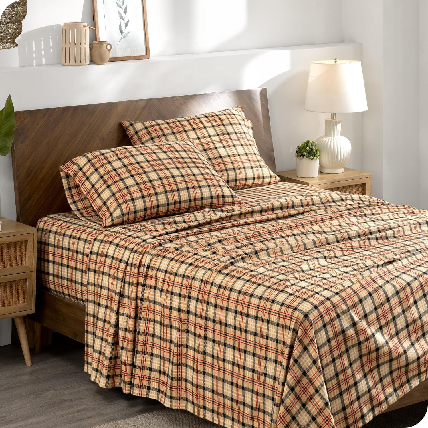Red Lodge Plaid Cotton Flannel Queen Sheet Set by Bare Home