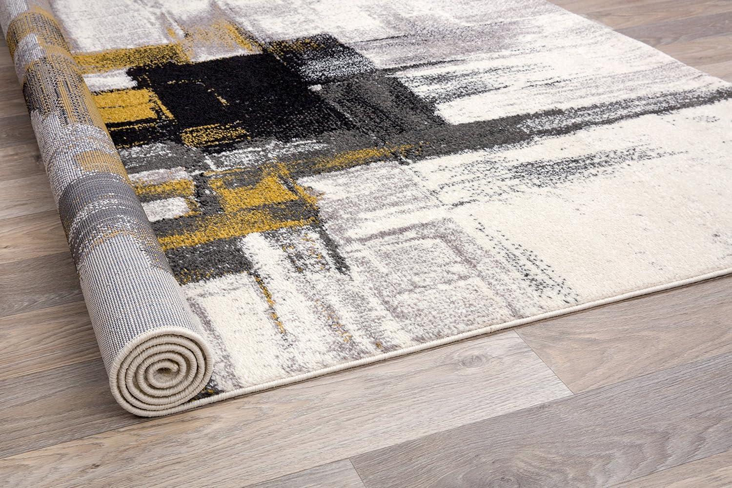 World Rug Gallery Contemporary Modern Abstract Gold 6'6" x 9' Area Rug