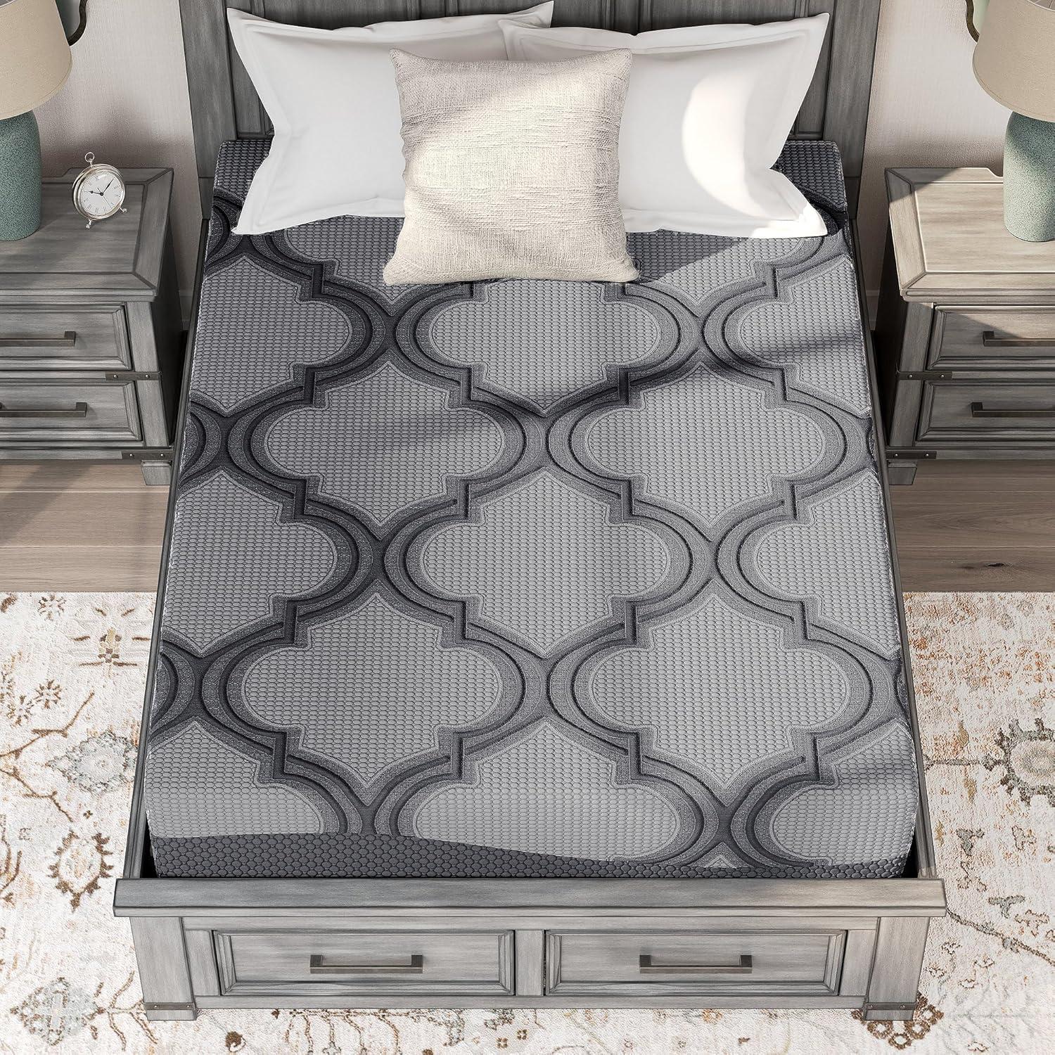 Queen Size Gray Hybrid Mattress with Gel Memory Foam