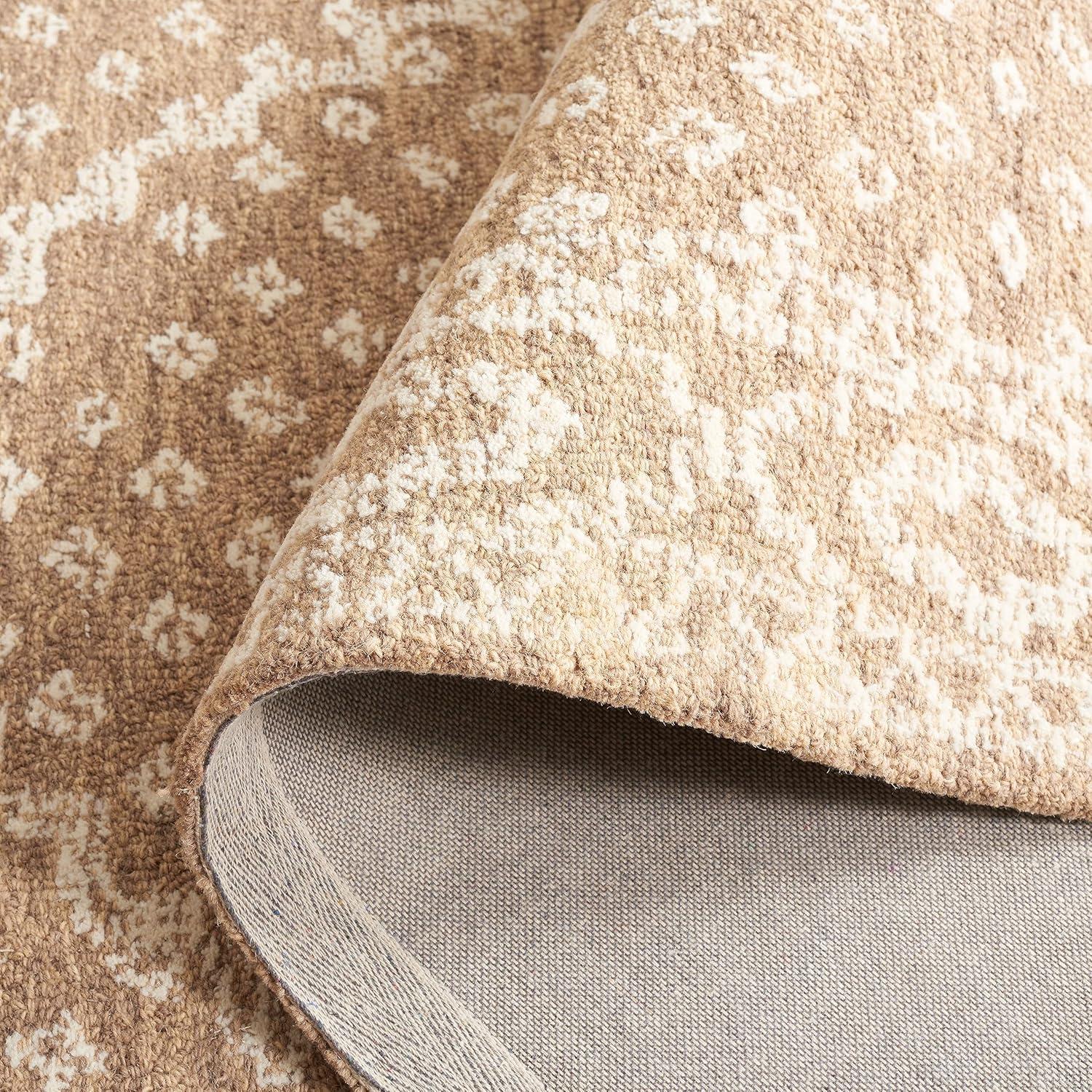 Ebony EBN306 Hand Tufted Indoor Area Rug - Ivory/Brown - 4'x6' - Safavieh