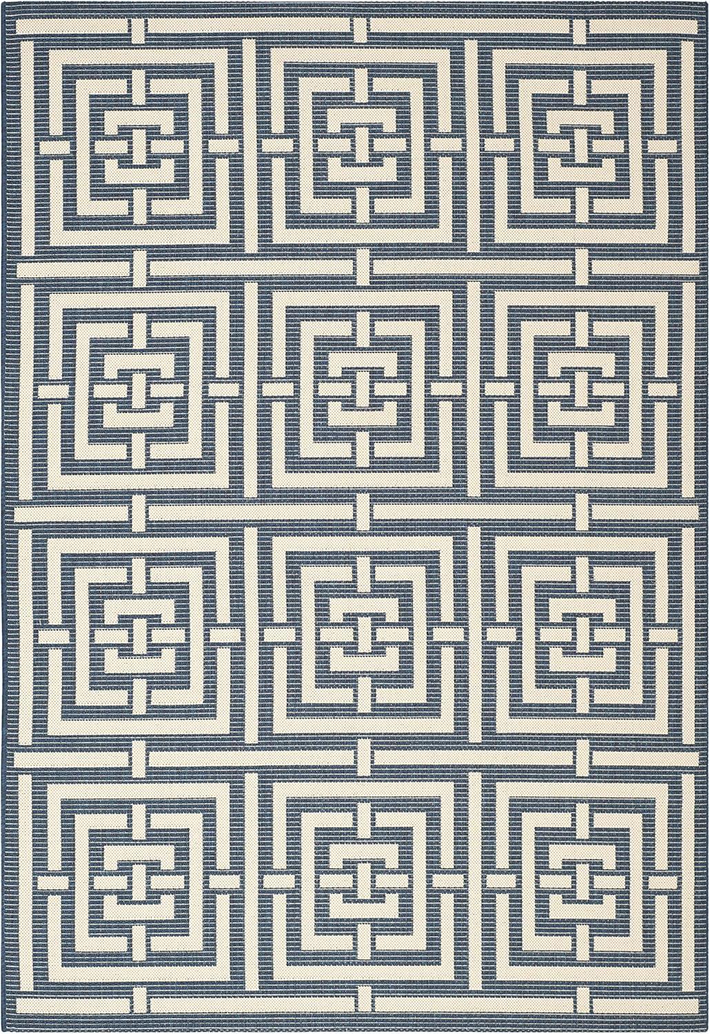 Courtyard CY6937 Power Loomed Indoor and Outdoor Area Rug - Navy/Beige - 5'3"x7'7" - Safavieh