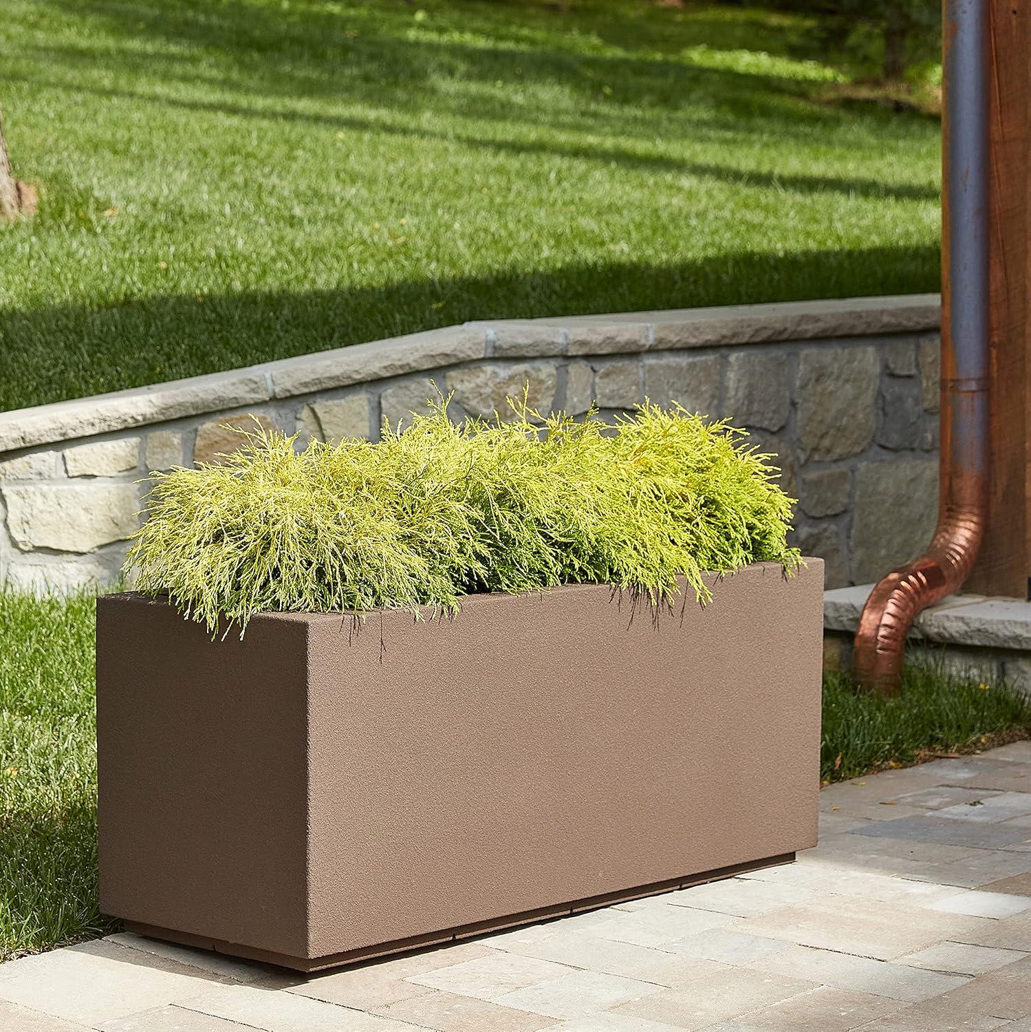 Milan Extra Large Chocolate Brown Polymer Rectangular Planter