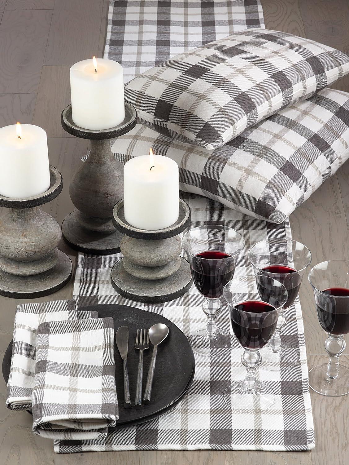 Gray and White Cotton Buffalo Plaid Table Runner