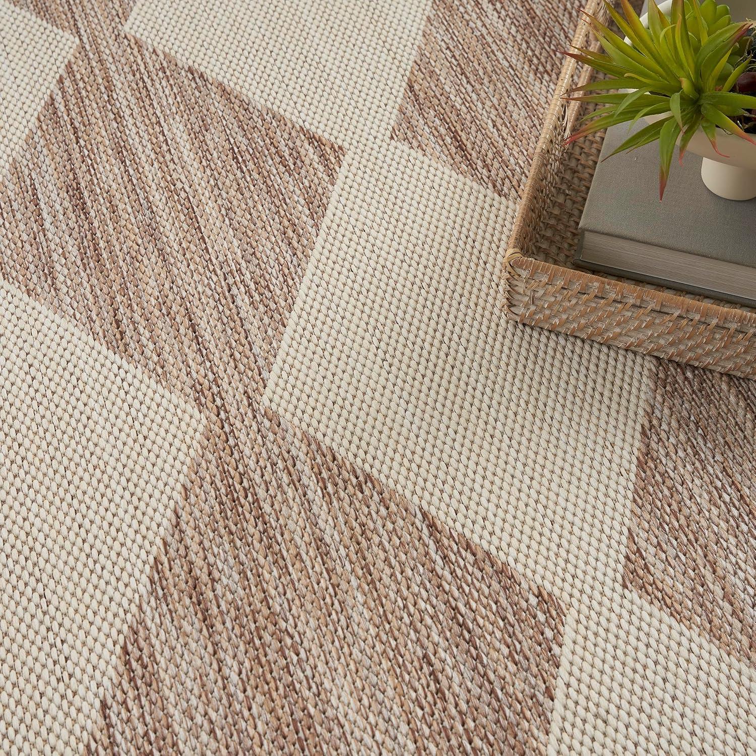 Nourison Positano 8' x 10' Beige Diamond Modern Flatweave Indoor/Outdoor Rug