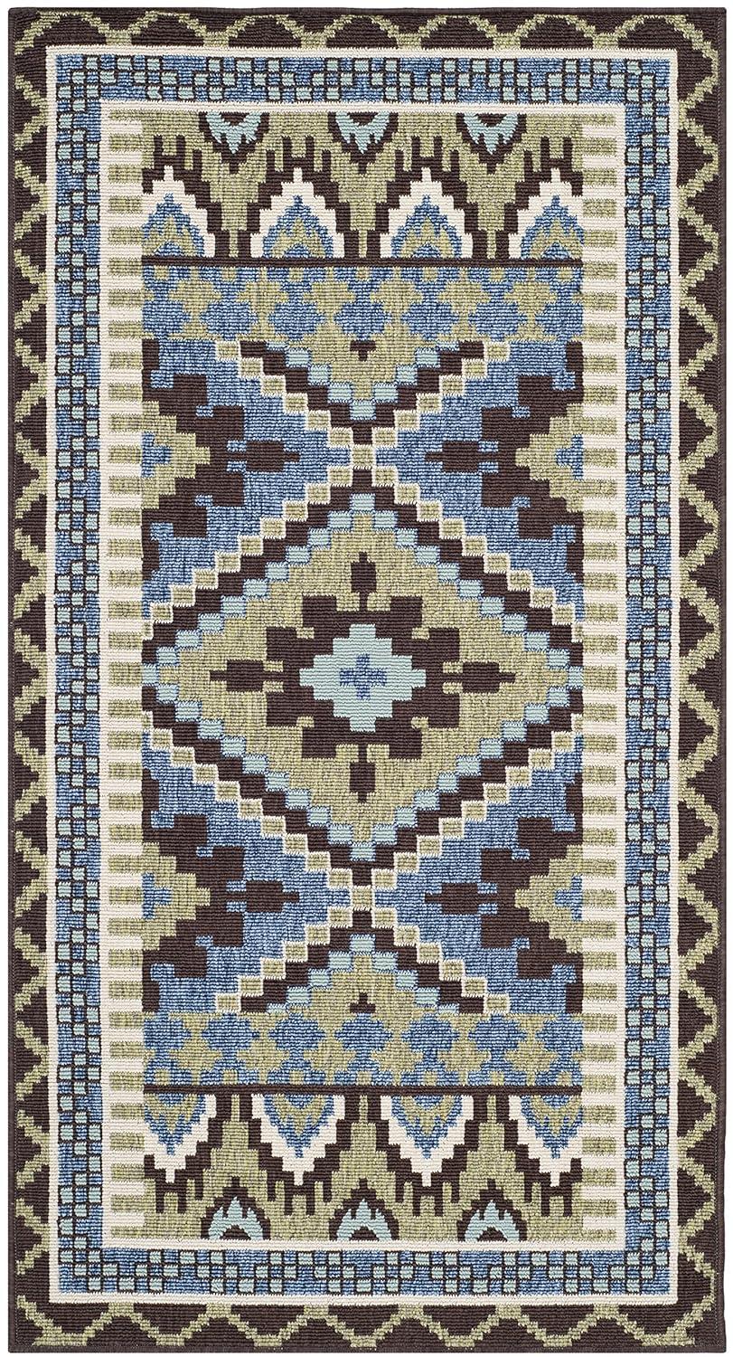 Veranda VER096 Power Loomed Indoor/Outdoor Accent Rug - Green/Chocolate - 2'7"x5' - Safavieh.