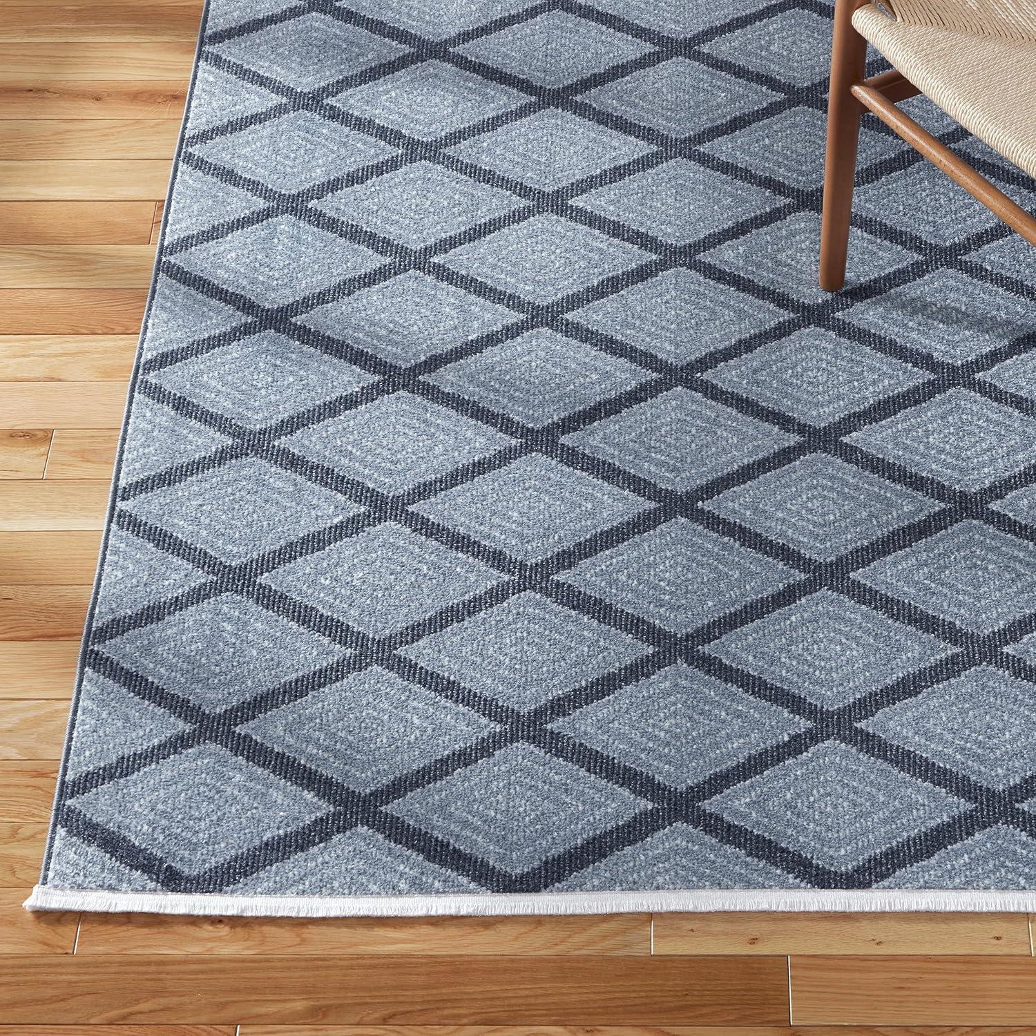 Town & Country Everyday Rein Solid Diamond Everwash Non-Slip Backing Washable Area Rug Blue