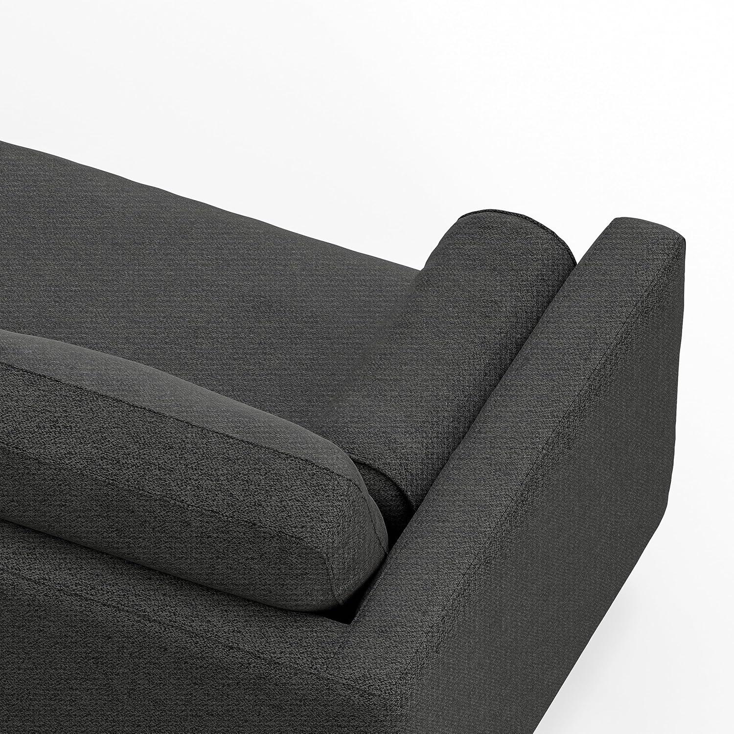 Simpli Home Morrison Mid-Century Modern Couch for Living Room, Eco-Friendly Woven-Blend Fabric with Removable Cushions
