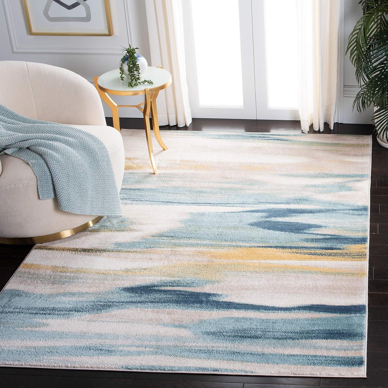 Skyler Beige/Navy 4 ft. x 6 ft. Abstract Area Rug