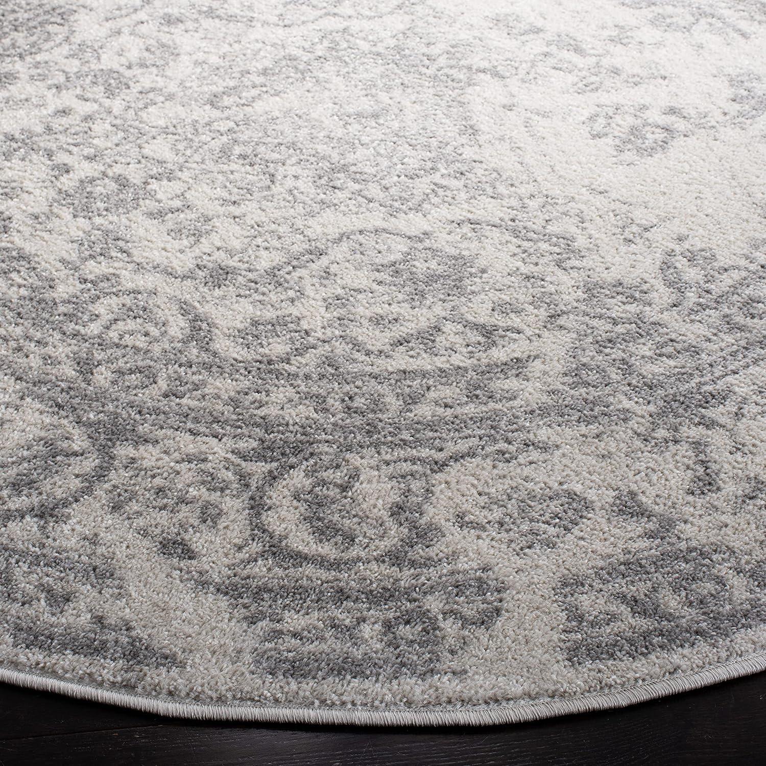 Adirondack ADR101 Power Loomed Area Rug - Ivory/Silver - 6' Round - Safavieh.