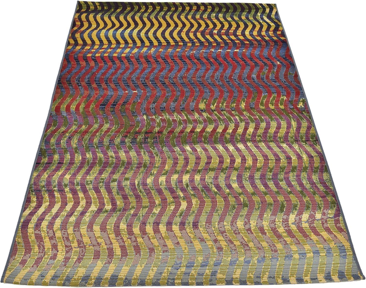 Colorful Stripe 4' x 6' Synthetic Outdoor Rug - Easy Care & Pet Friendly