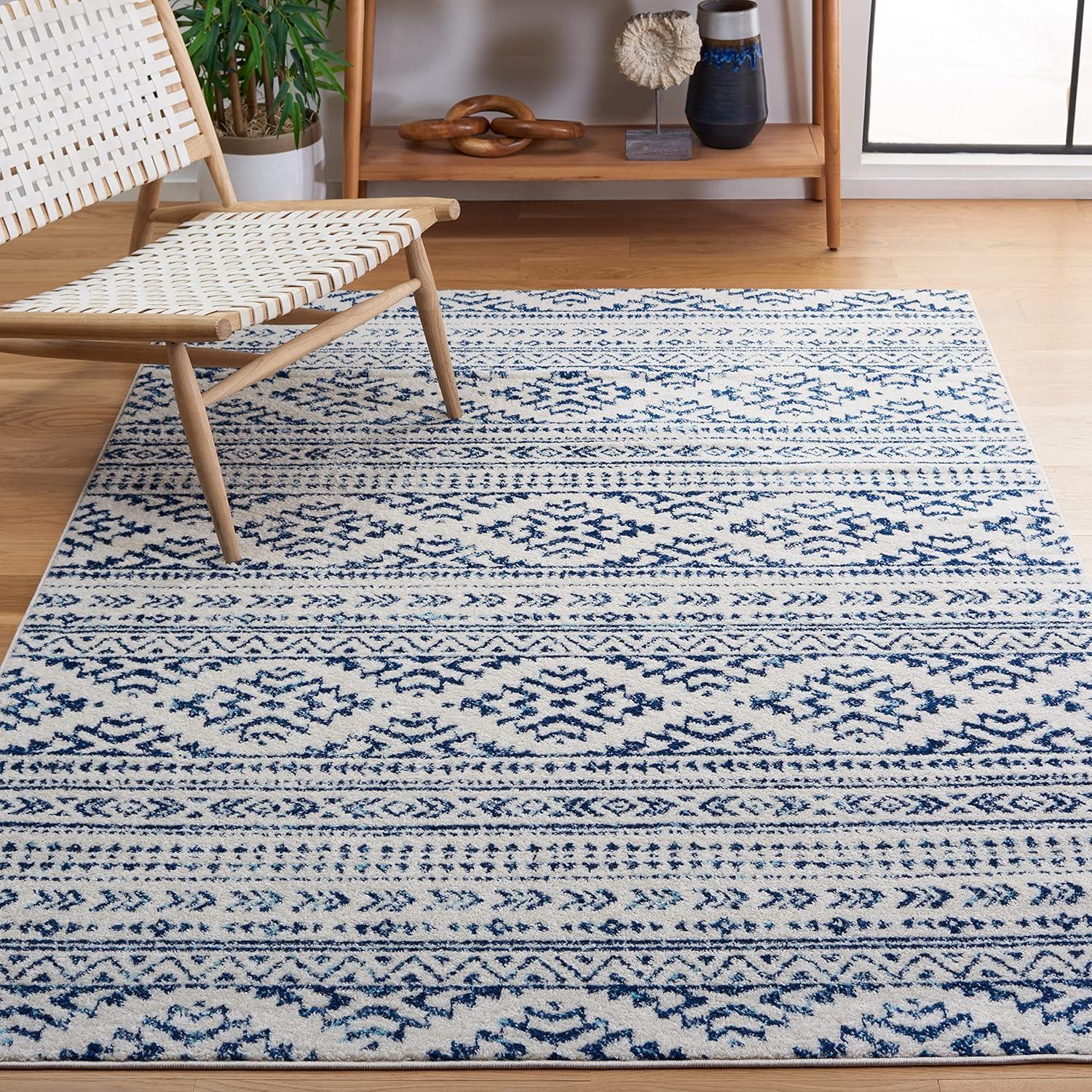 Tulum TUL272 Power Loomed Area Rug - Ivory/Navy - 4'x6' - Safavieh.