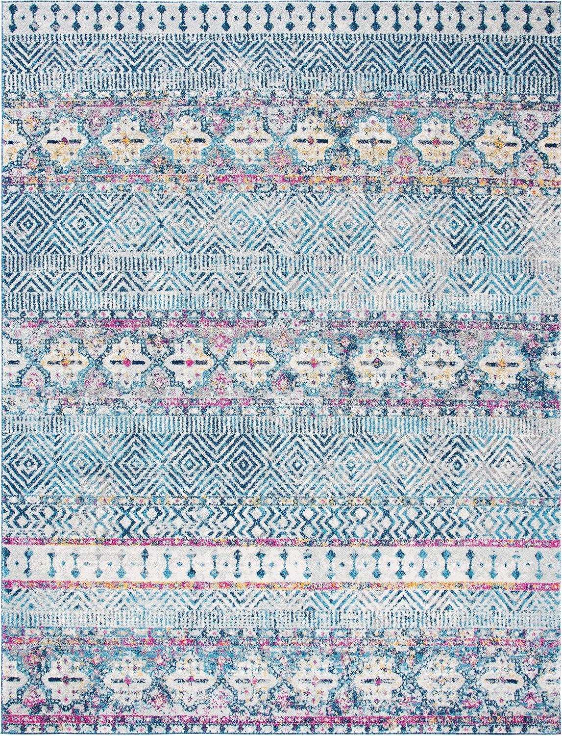 SAFAVIEH Madison Kandace Abstract Area Rug, Denim Blue/Purple, 8' x 10'