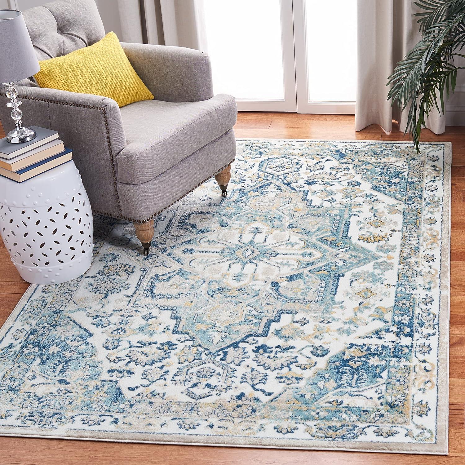 SAFAVIEH Skyler Ottoline Oriental Area Rug, Ivory/Navy, 4'5" x 6'5"