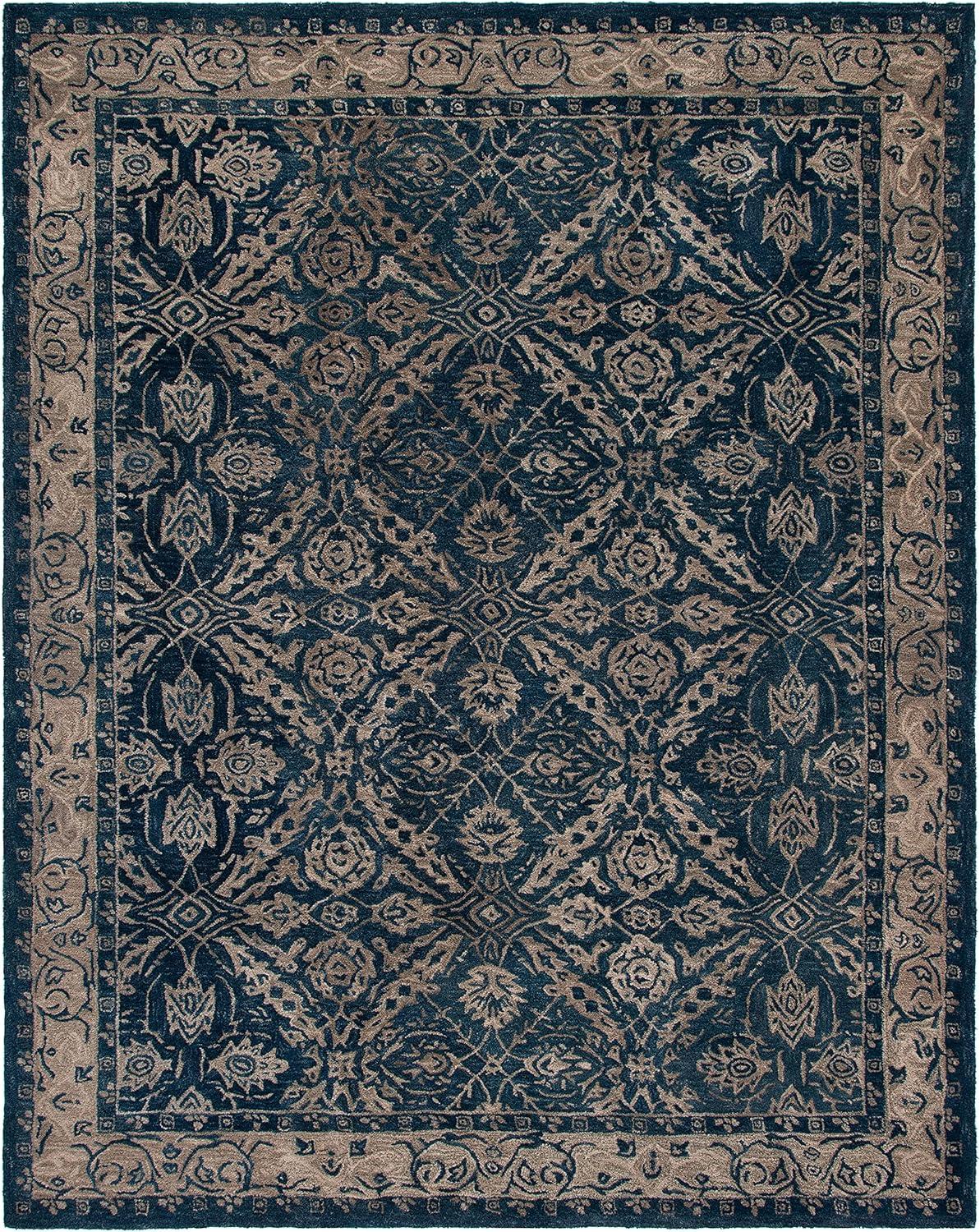 SAFAVIEH Anatolia Lysette Floral Area Rug, Navy/Ivory, 9' x 12'