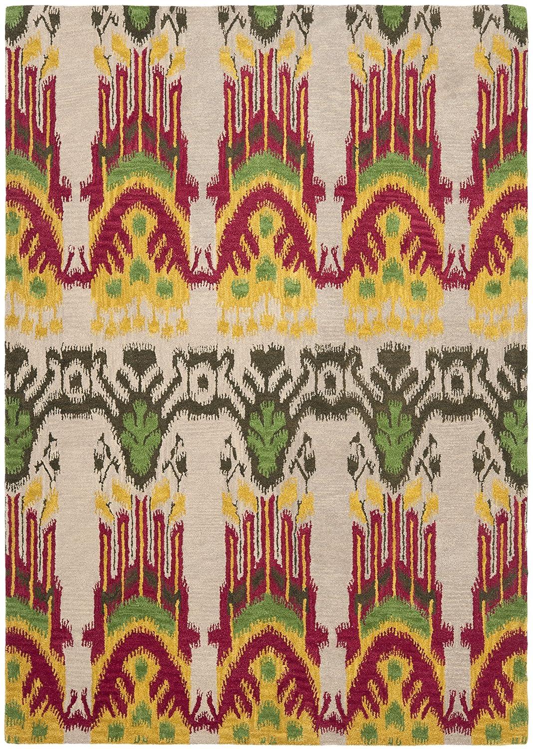 Ikat IKT464 Hand Tufted Area Rug - Beige/Yellow - 6'x9' - Safavieh.