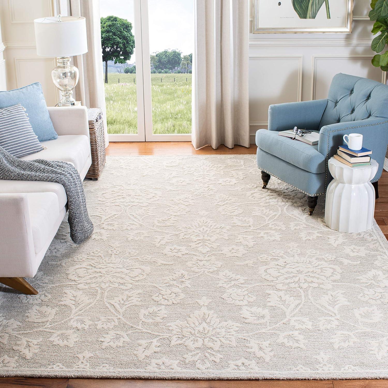 Ivory Hand-Tufted Wool and Viscose 8' x 10' Area Rug