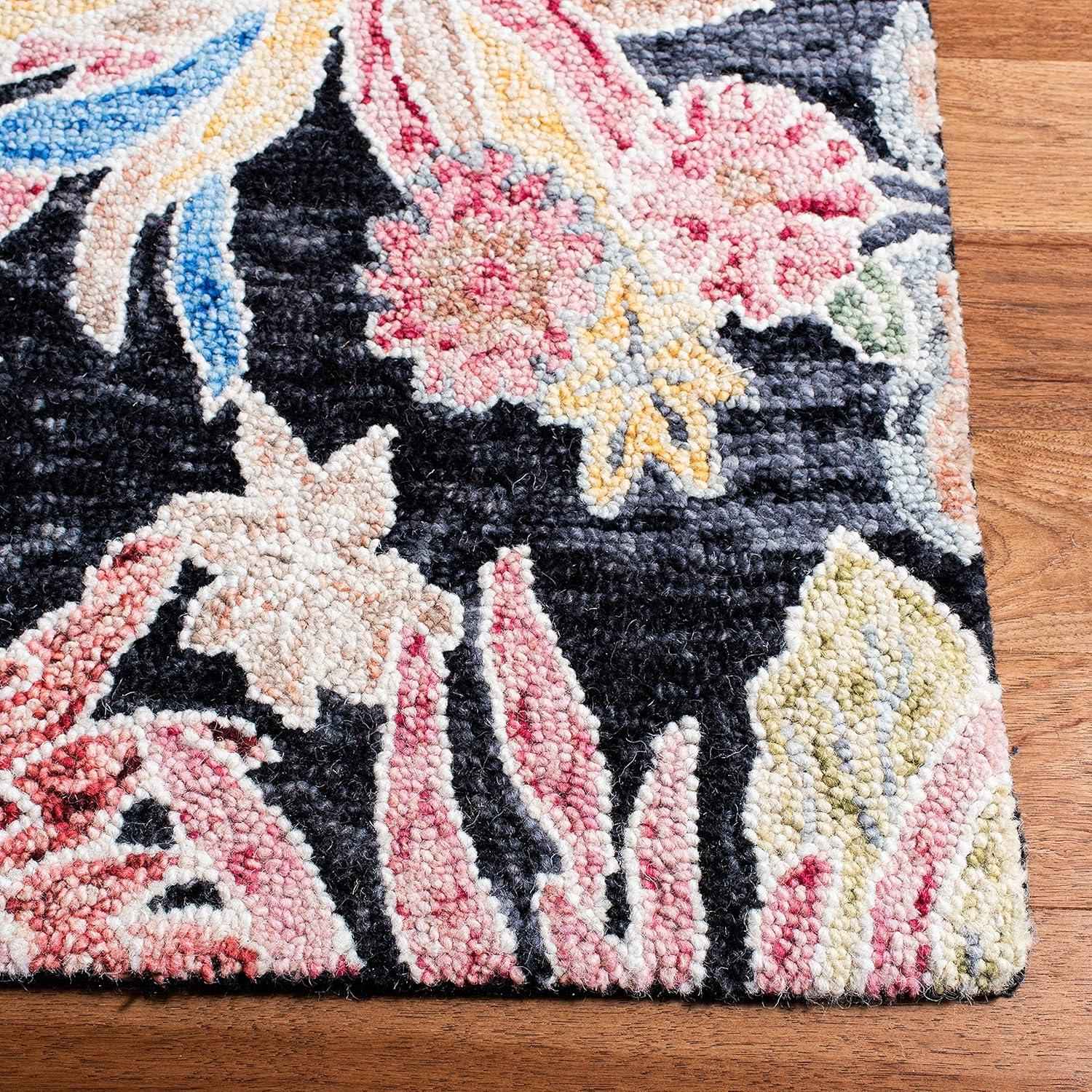 SAFAVIEH Jardin Dahila Floral Area Rug, Charcoal/Red, 8' x 10'