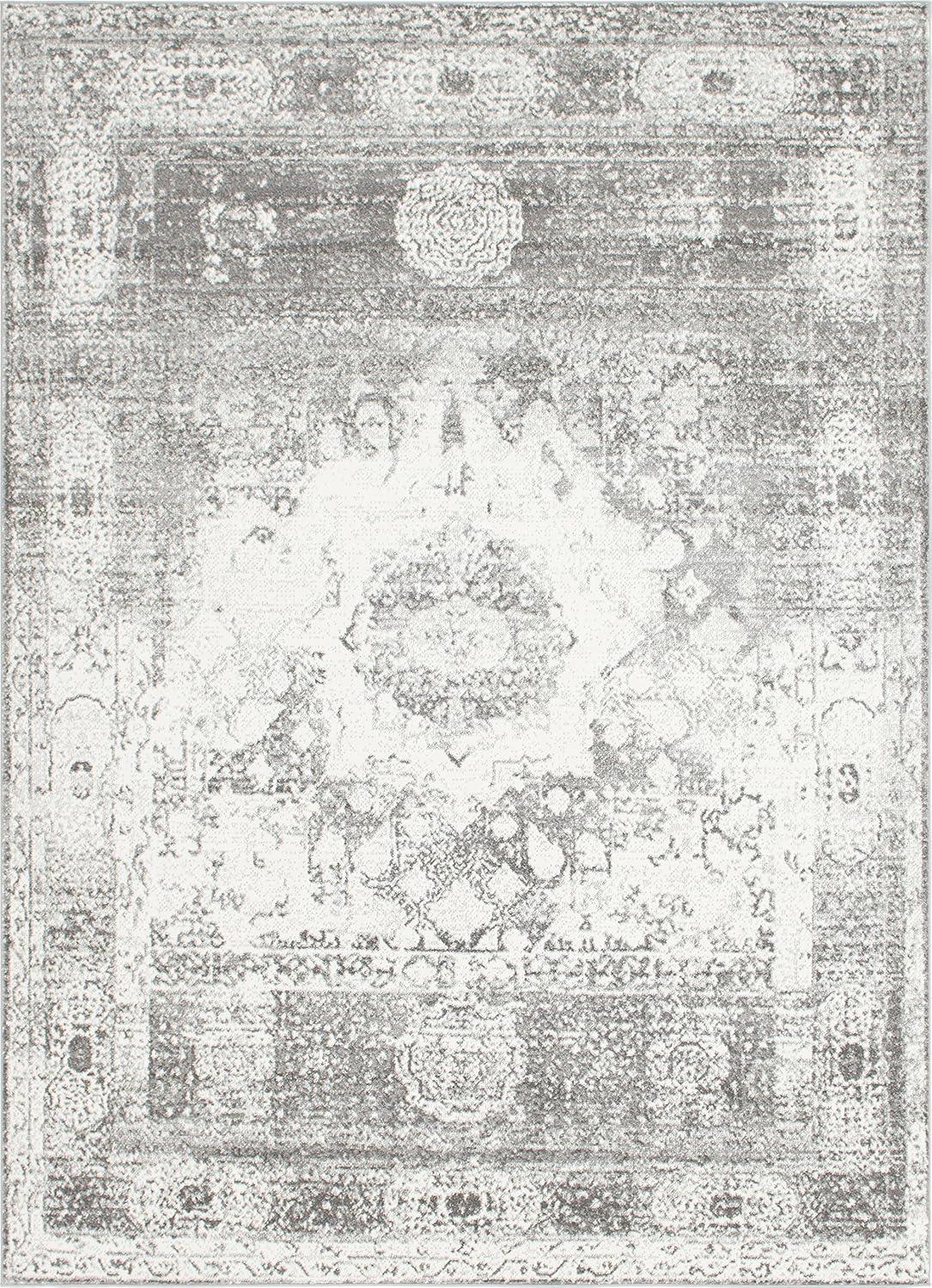 Unique Loom Rosso Collection Area Rug - Bellini (9'  x 12' 2" Rectangle Gray/Ivory)