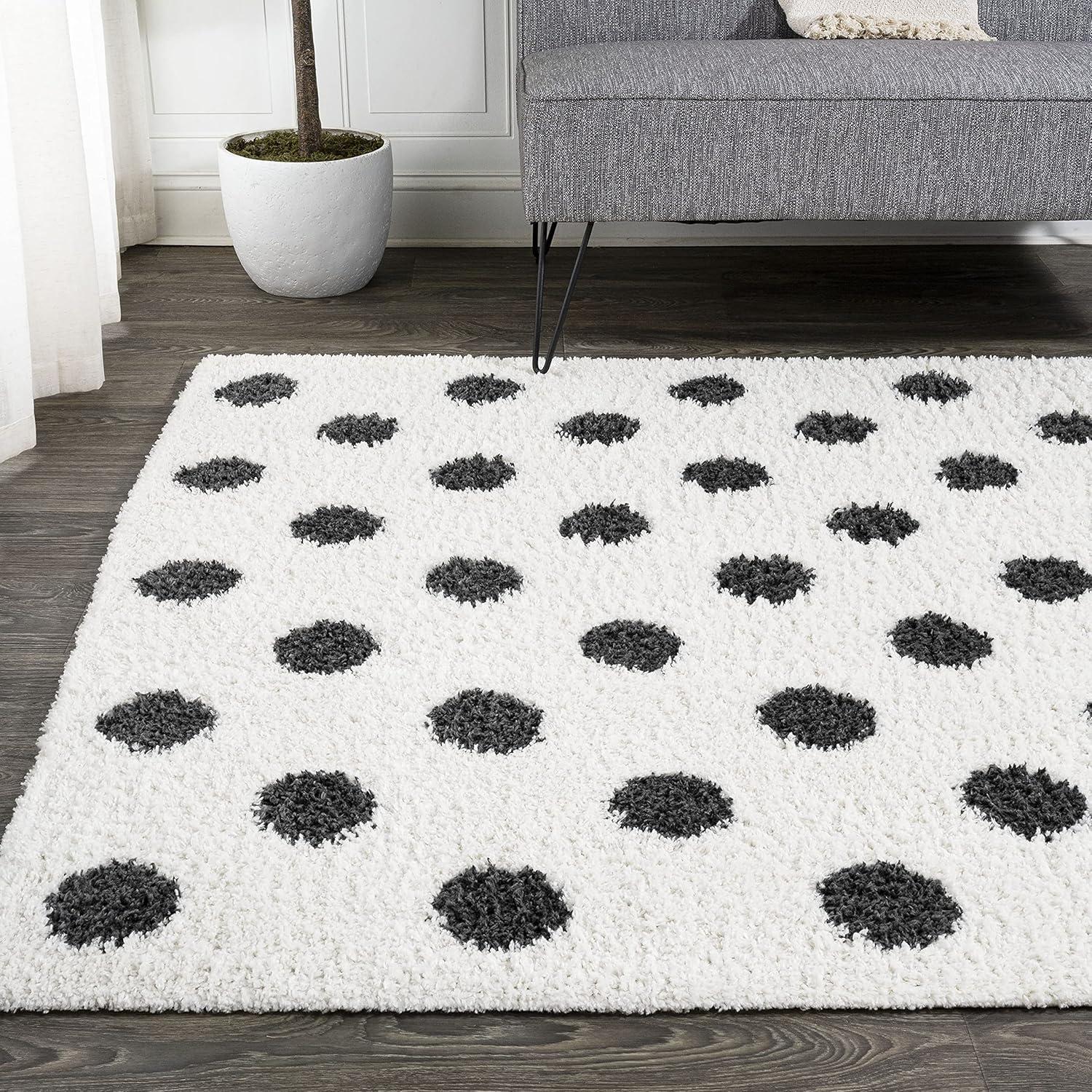 Pere Modern Charcoal Dot Shag Area Rug  - JONATHAN Y