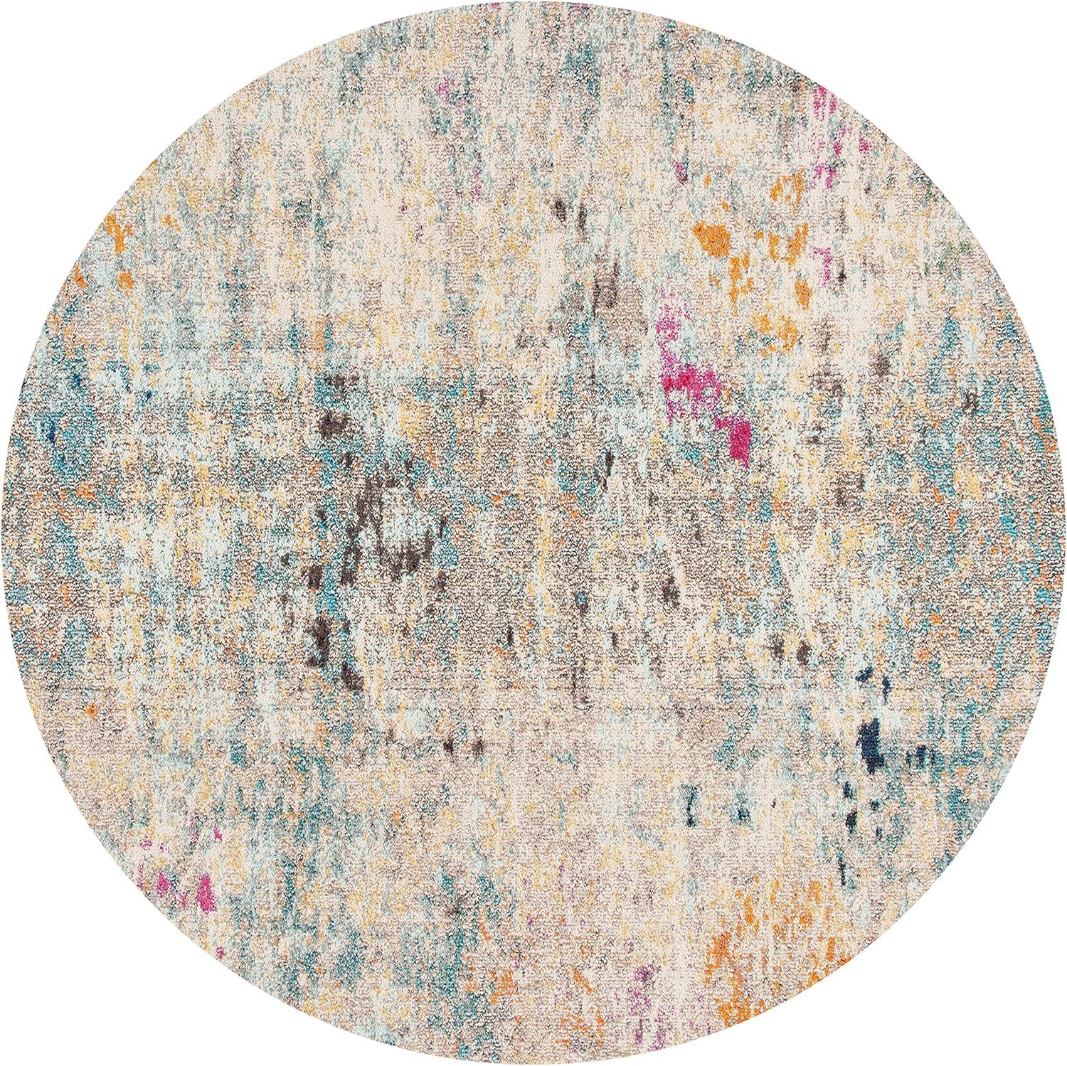 Madison MAD425 Power Loomed Indoor Accent Rug - Grey/Gold - 3' Round - Safavieh
