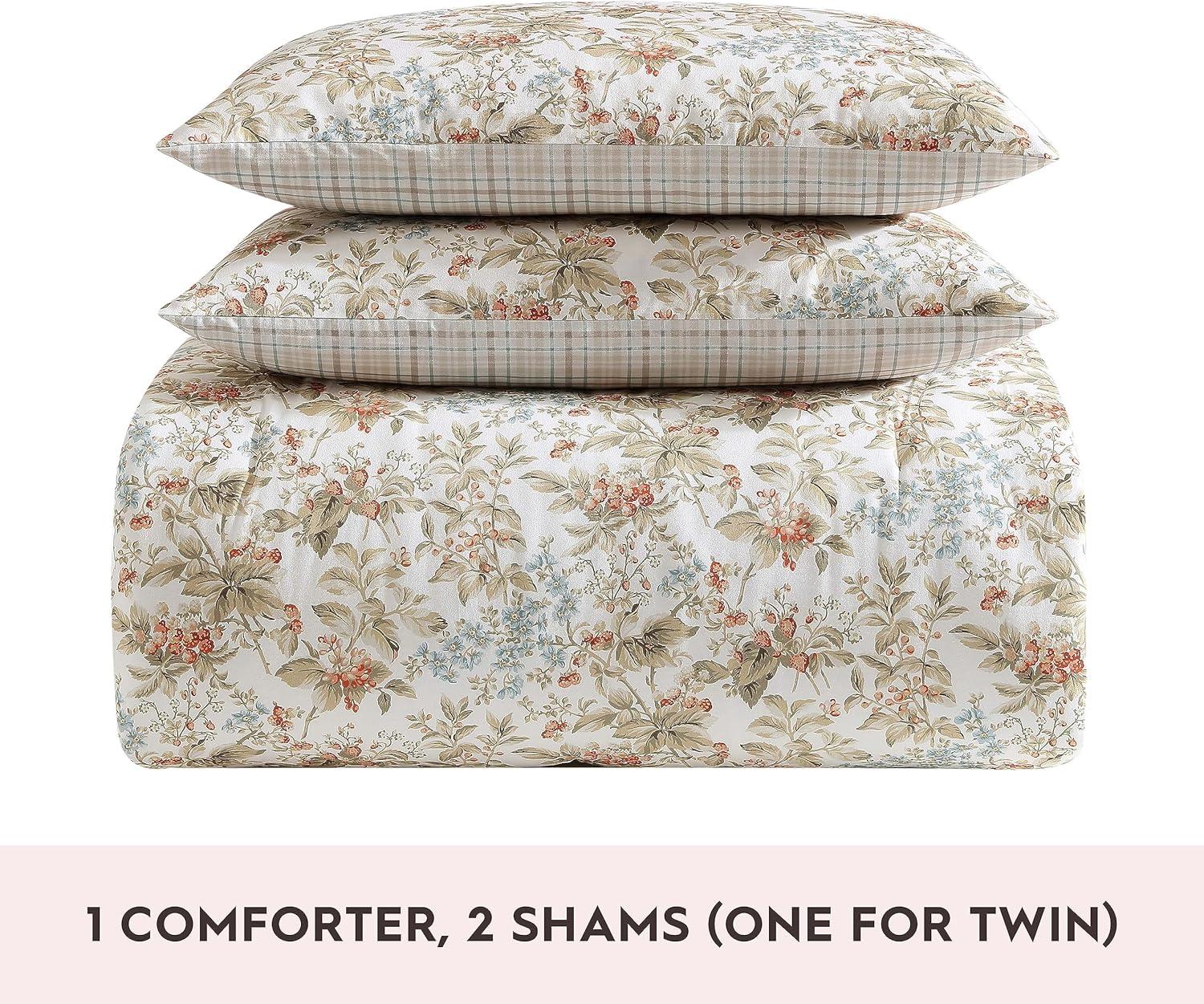 Twin Red Cotton Reversible Floral Bedspread Set