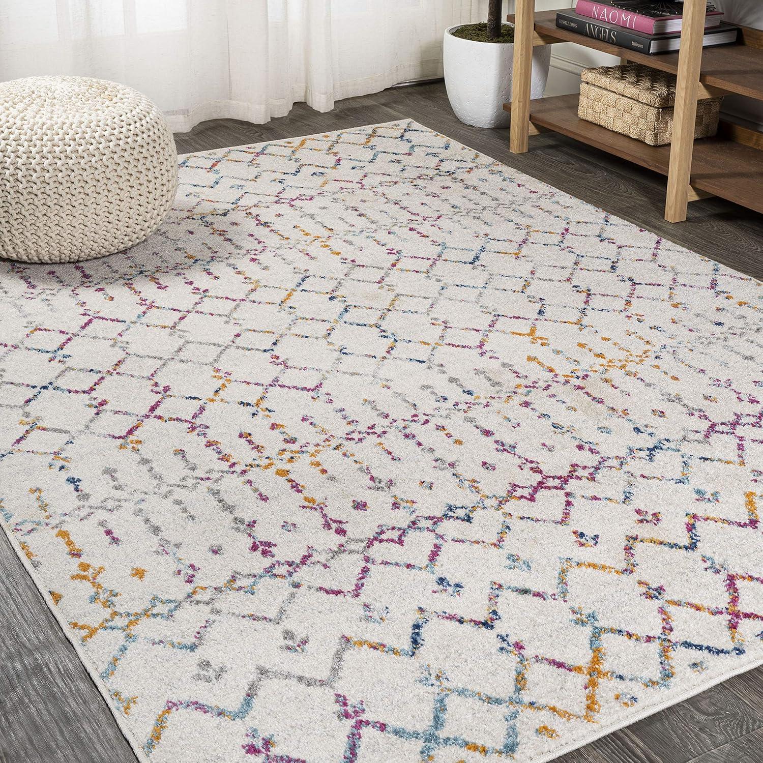 JONATHAN Y Moroccan HYPE Boho Vintage Diamond Ivory/Multi 4 ft. x 6 ft. Area Rug