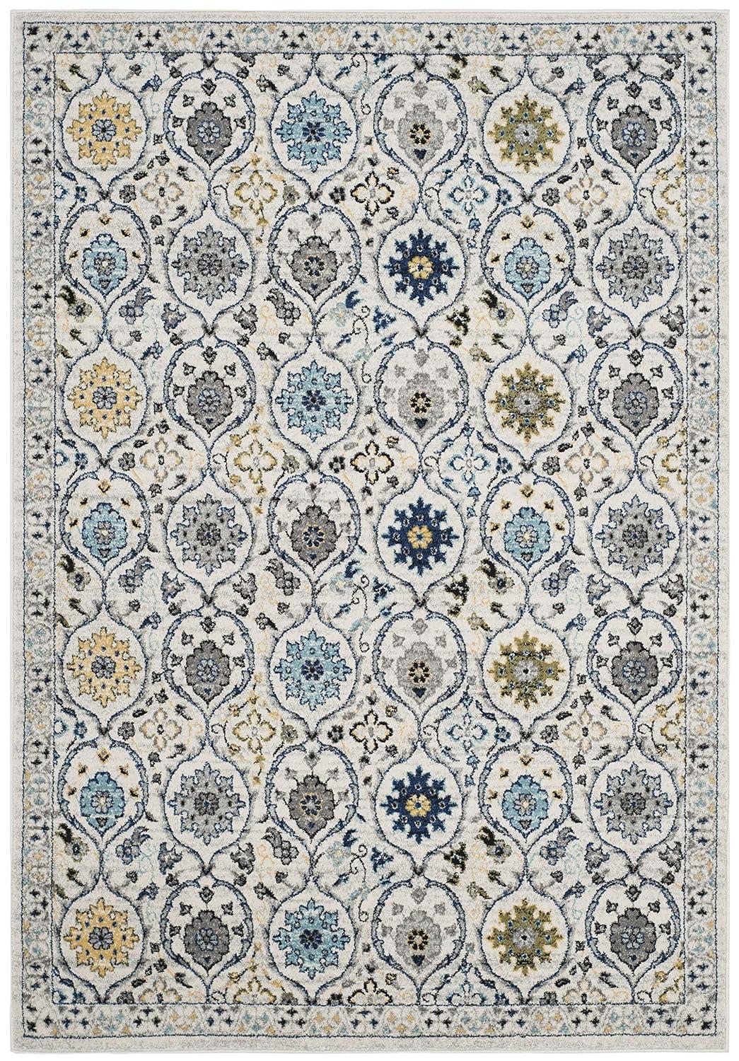 Evoke EVK210 Power Loomed Area Rug - Ivory/Blue - 6'7"x9' - Safavieh.