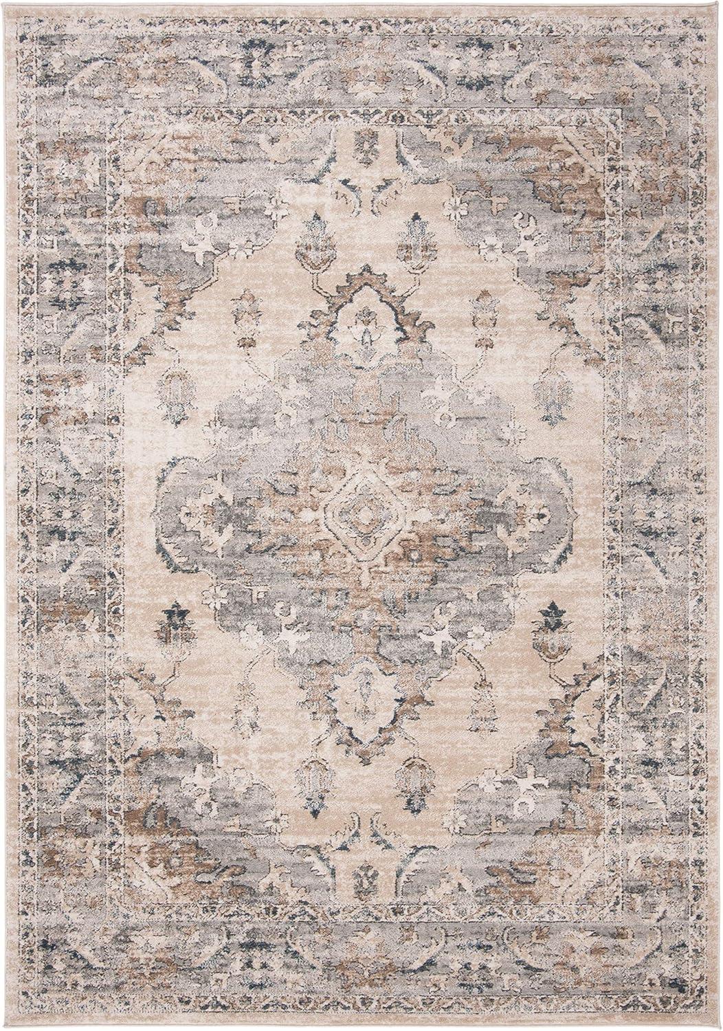 Elegant Gray Synthetic 4' x 6' Hand-Knotted Area Rug