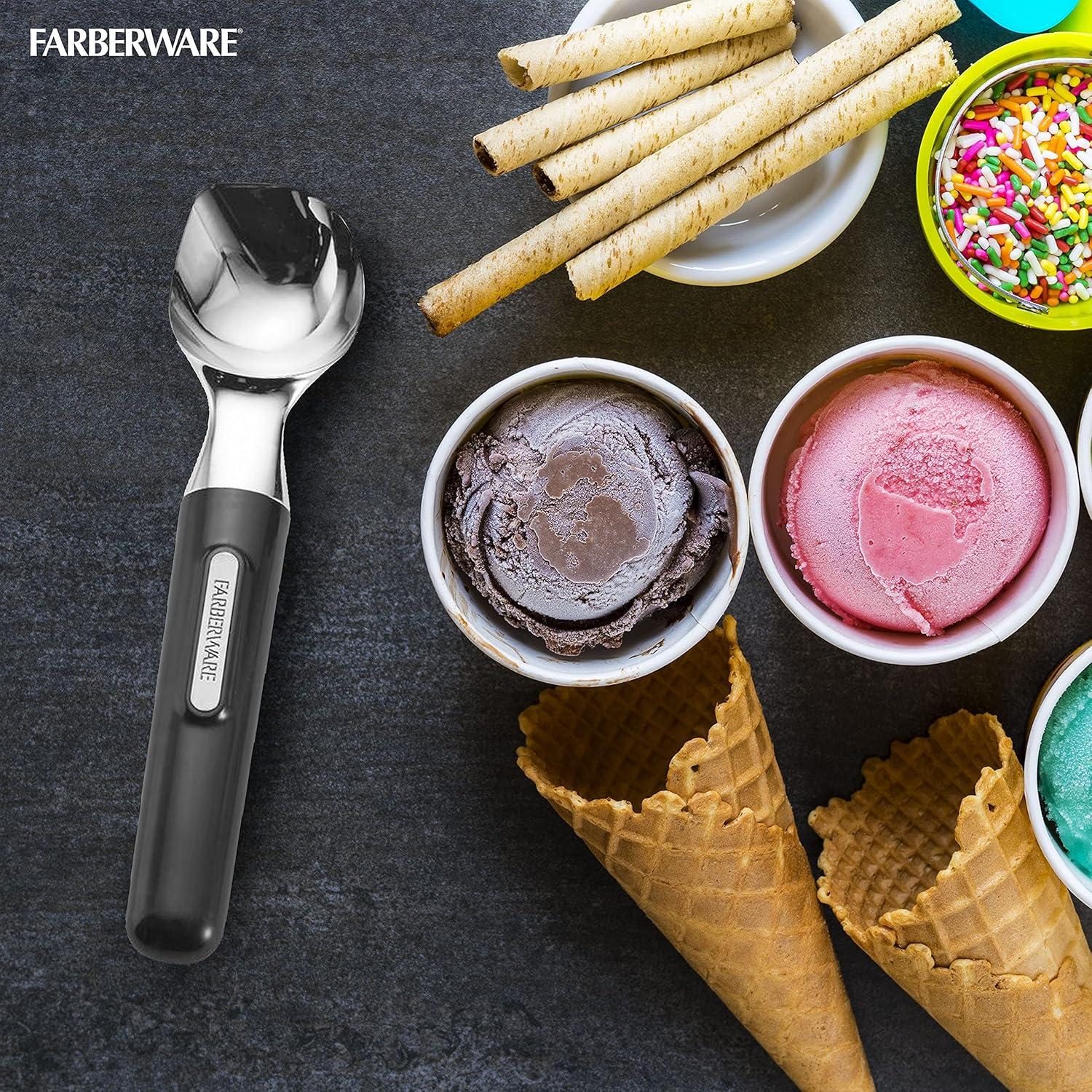 Farberware Black and Chrome Ice Cream Scoop with Plastic Handle