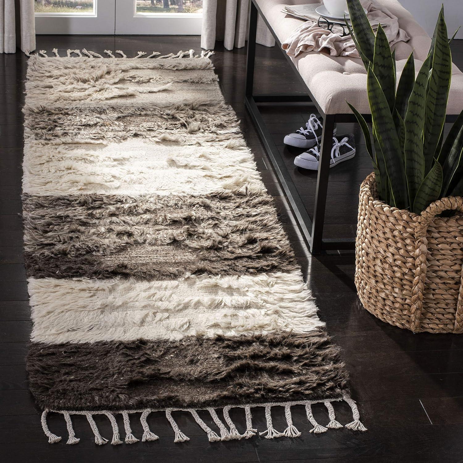 Kenya Hand-Knotted Gray Wool and Cotton Area Rug