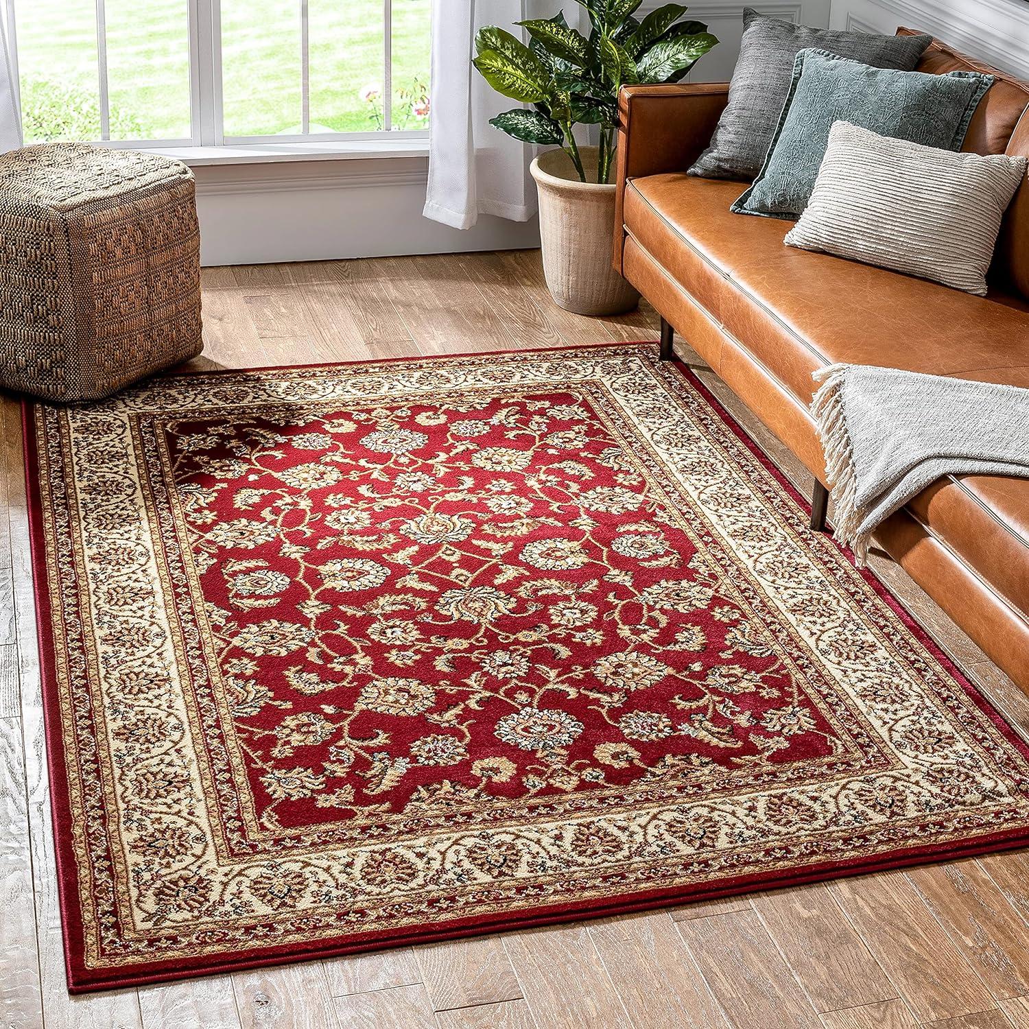 Noble Sarouk Red Persian Floral Oriental Formal Traditional Area Rug 5x7 ( 5'3" x 7'3" ) Modern Contemporary Transitional Soft Rug