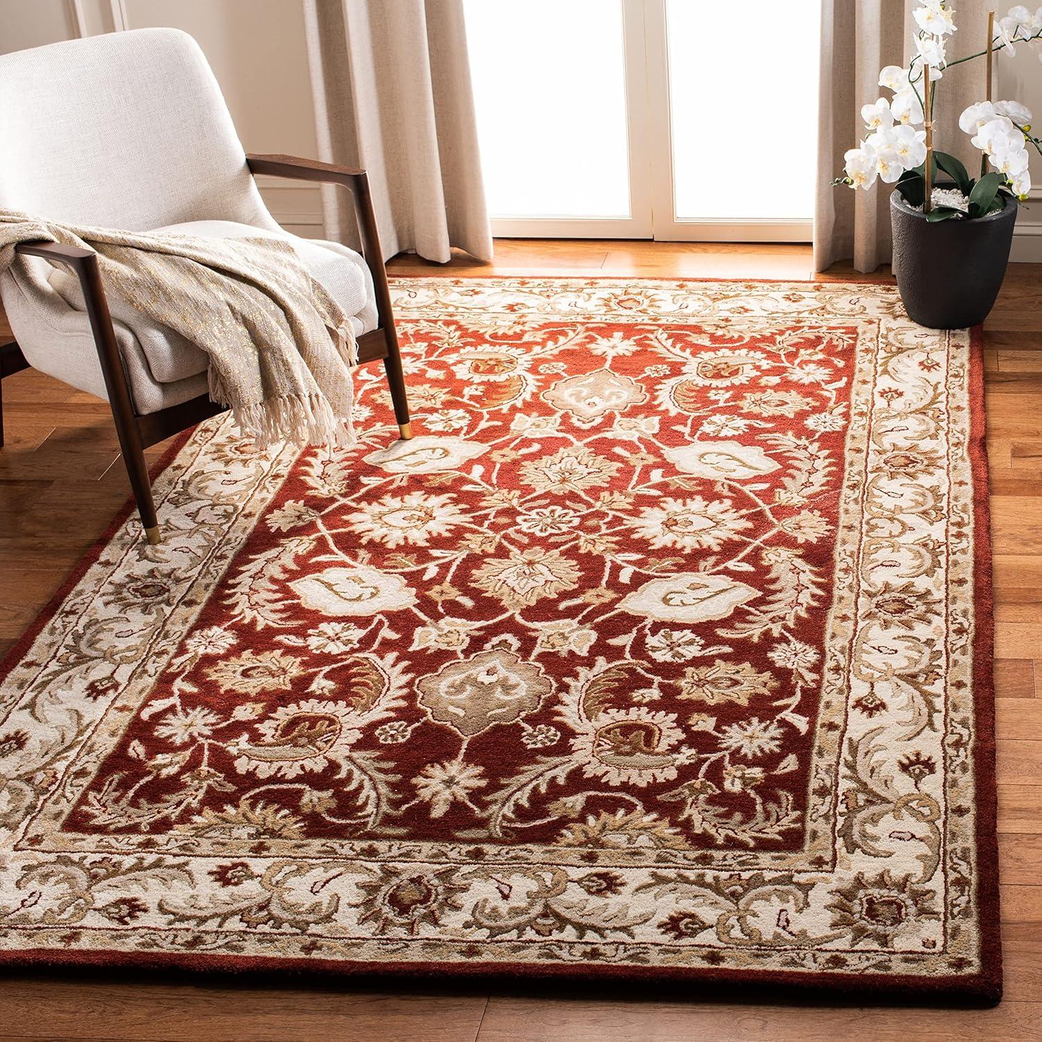 Royalty ROY244 Hand Tufted Area Rug - Red/Ivory - 8'x10' - Safavieh.