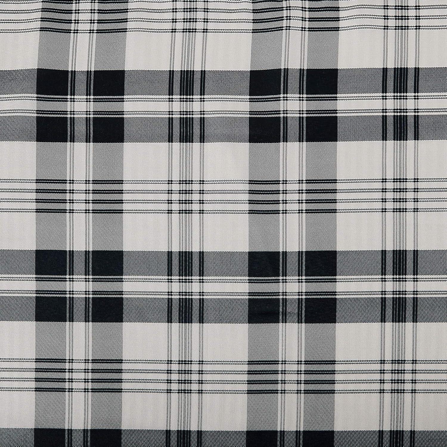 No. 918 Blair Farmhouse Plaid Semi-Sheer Tab Top Kitchen Curtains, 52"x36", Coal