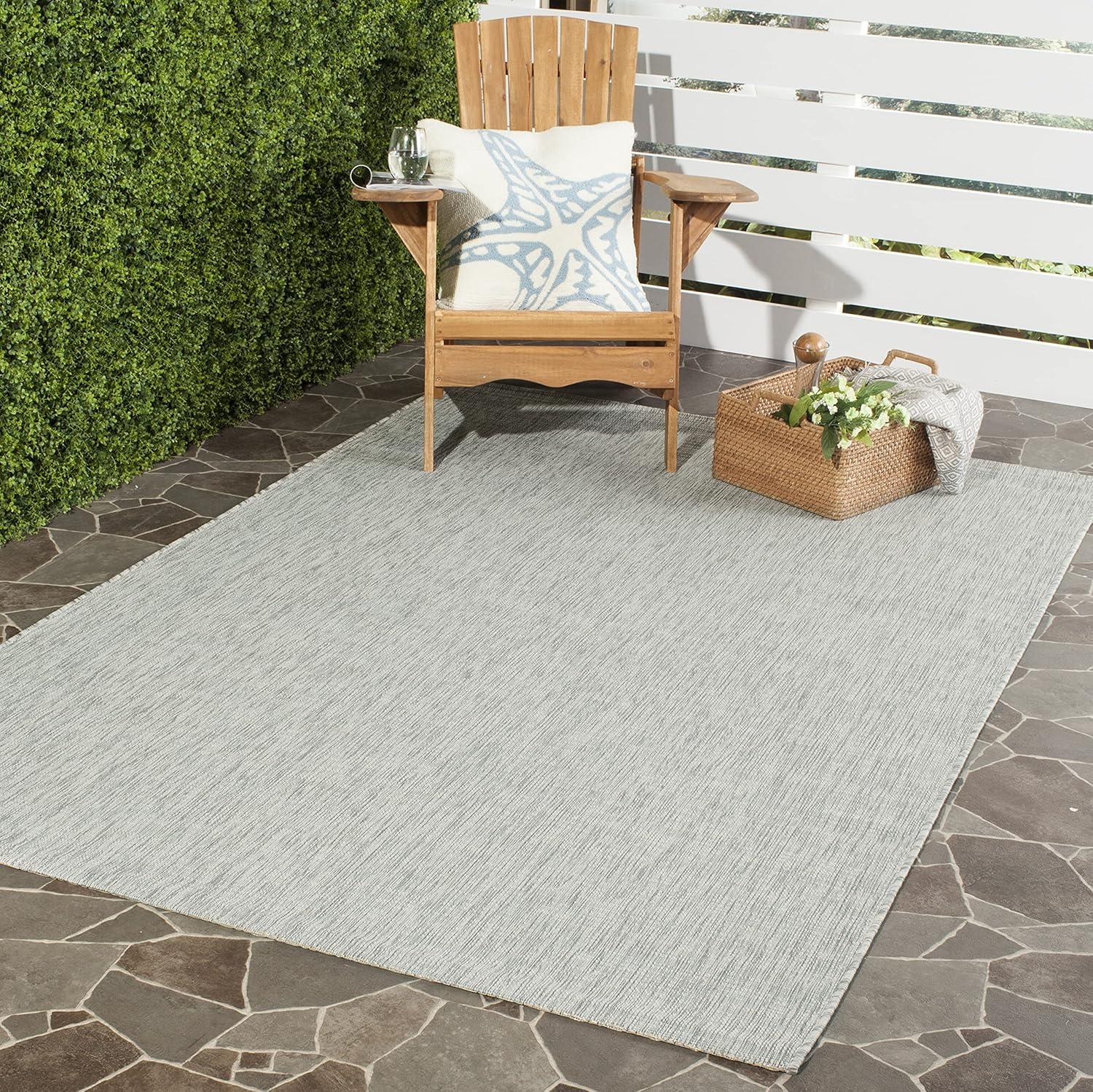 Courtyard CY8576 Power Loomed Indoor and Outdoor Area Rug - Grey/Turquoise - 8'x11' - Safavieh